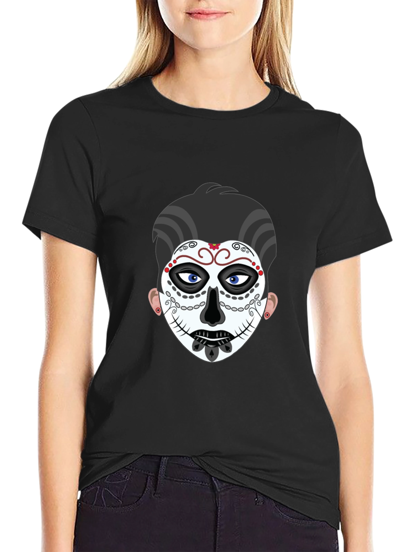 Sugar Skull Graphic Tee - Black