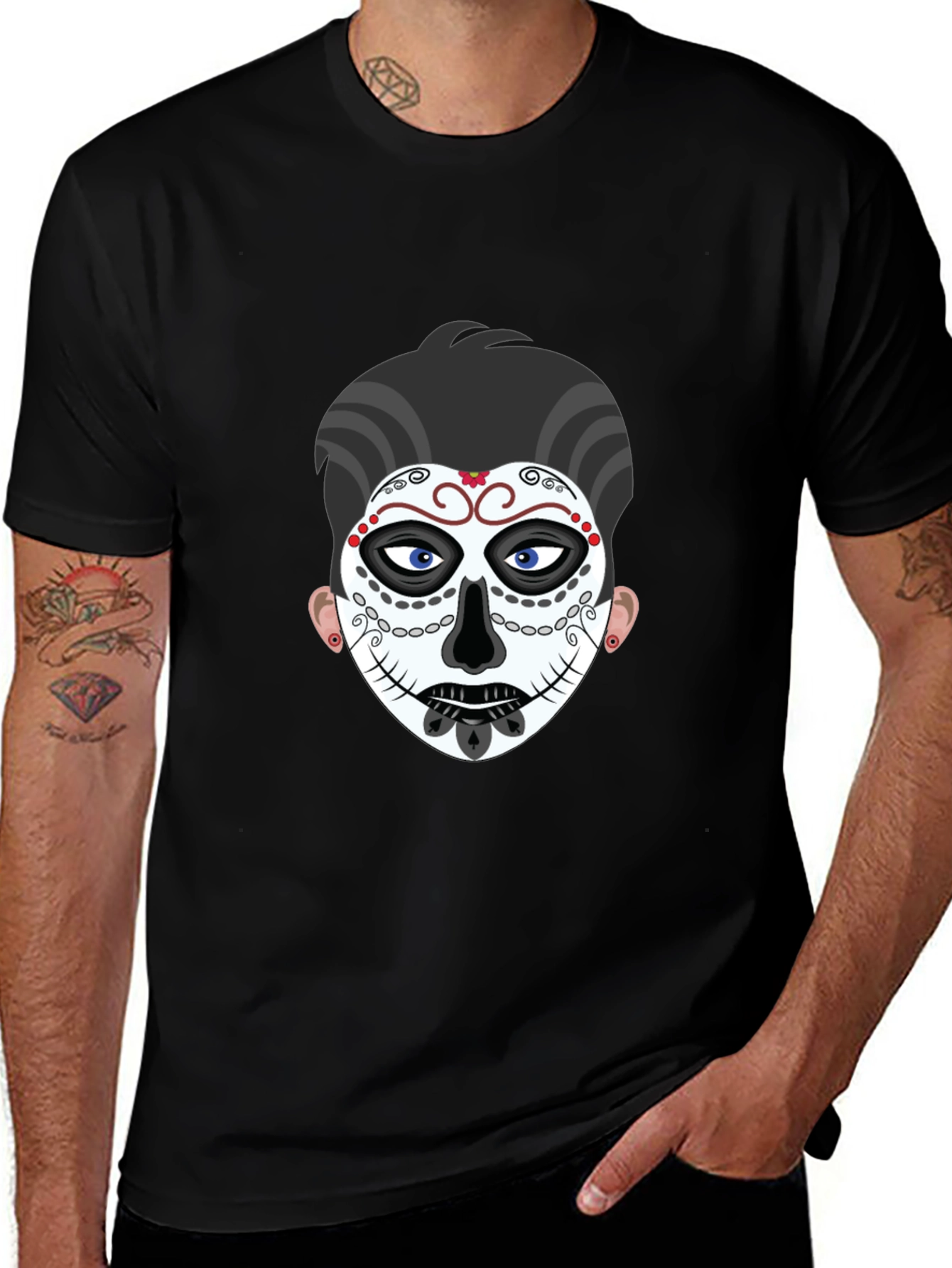 Sugar Skull Graphic Tee - Black