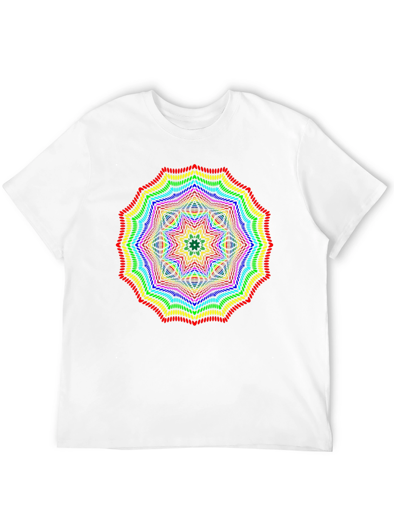 Rainbow Mandala Graphic T-Shirt - Black Crew Neck Tee
