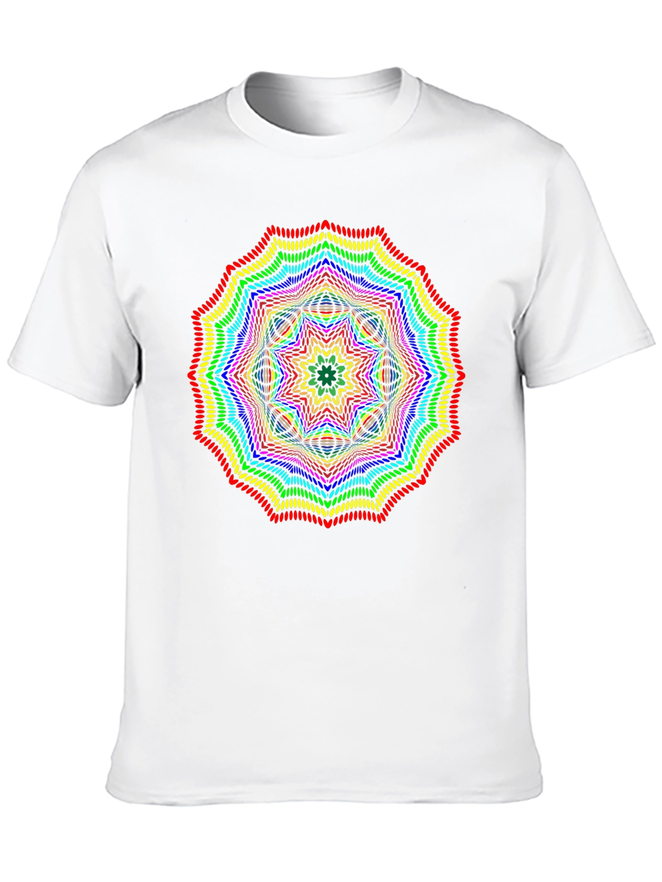 Rainbow Mandala Graphic T-Shirt - Black Crew Neck Tee