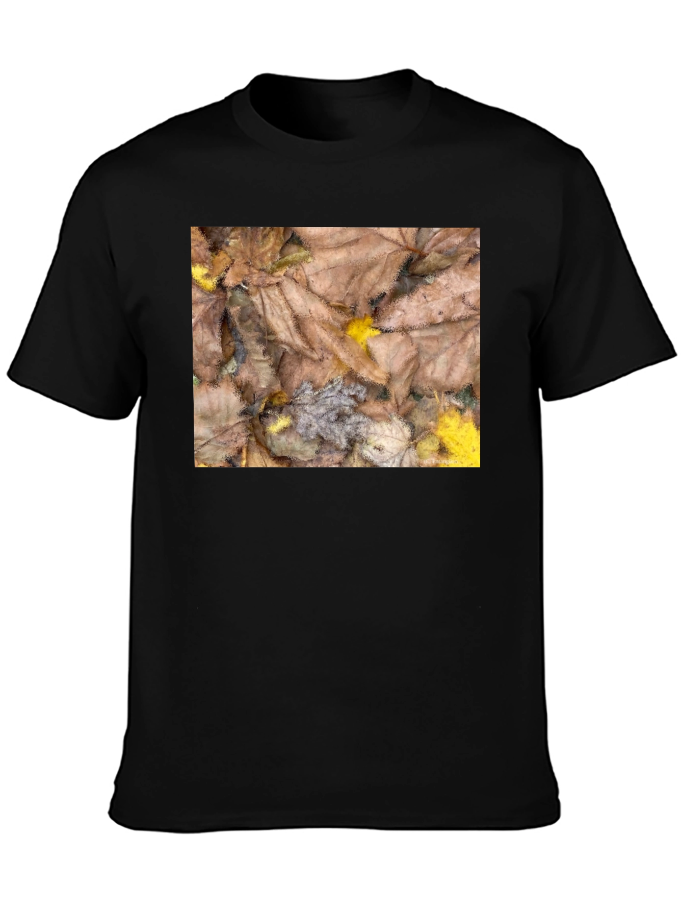 Autumn Leaves Pattern Black T-Shirt