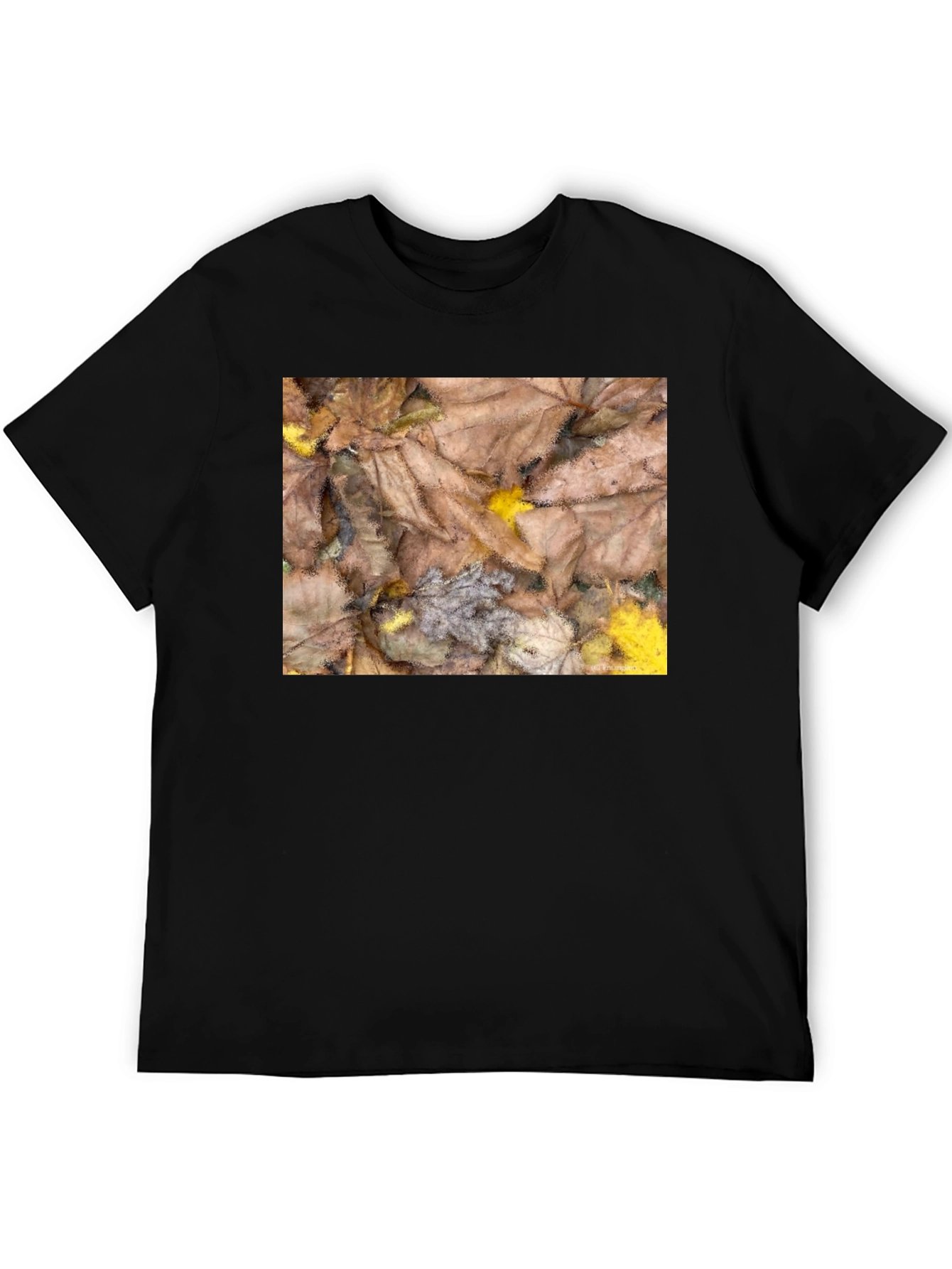 Autumn Leaves Pattern Black T-Shirt