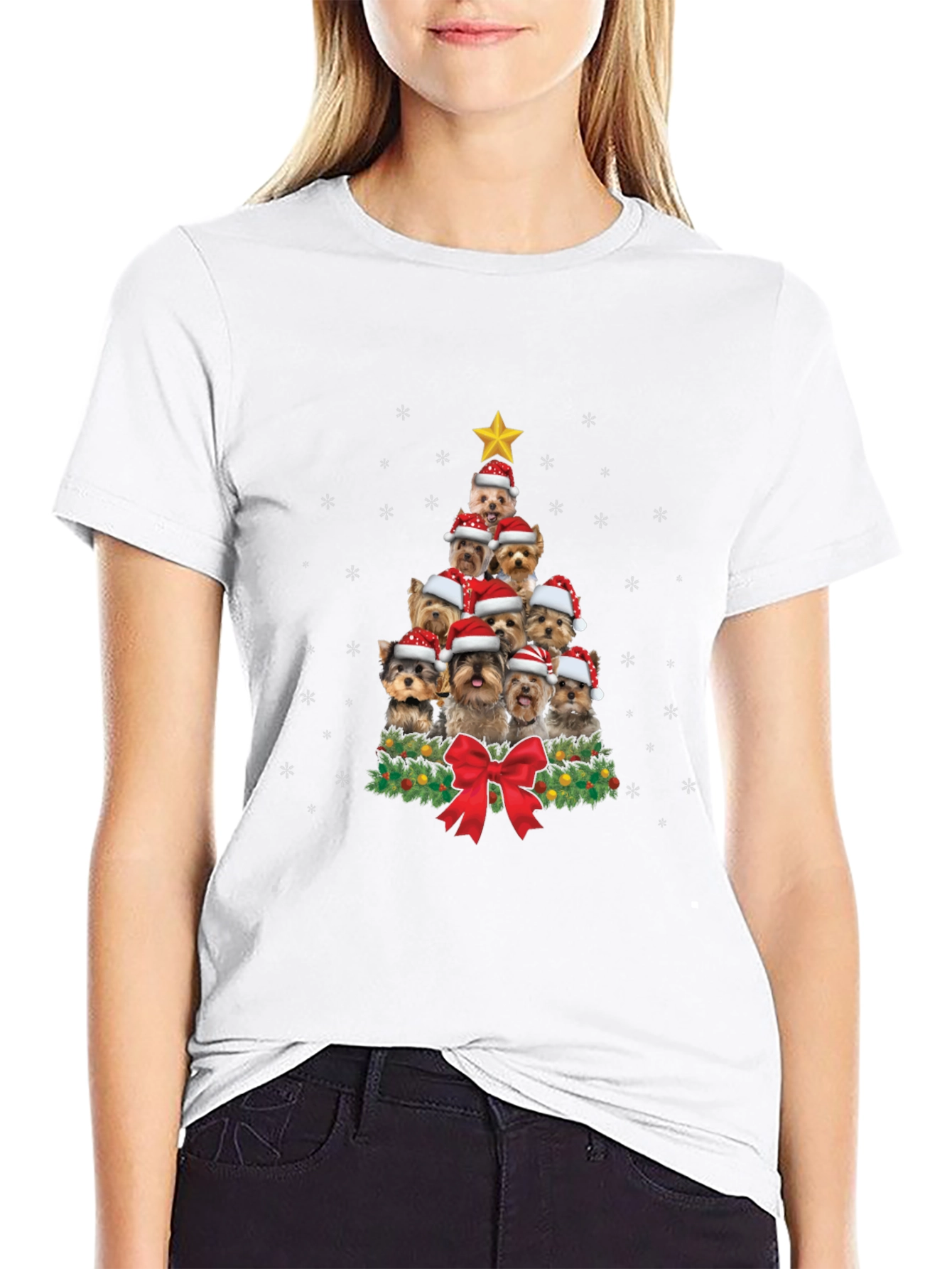 Yorkie Christmas Tree T-Shirt