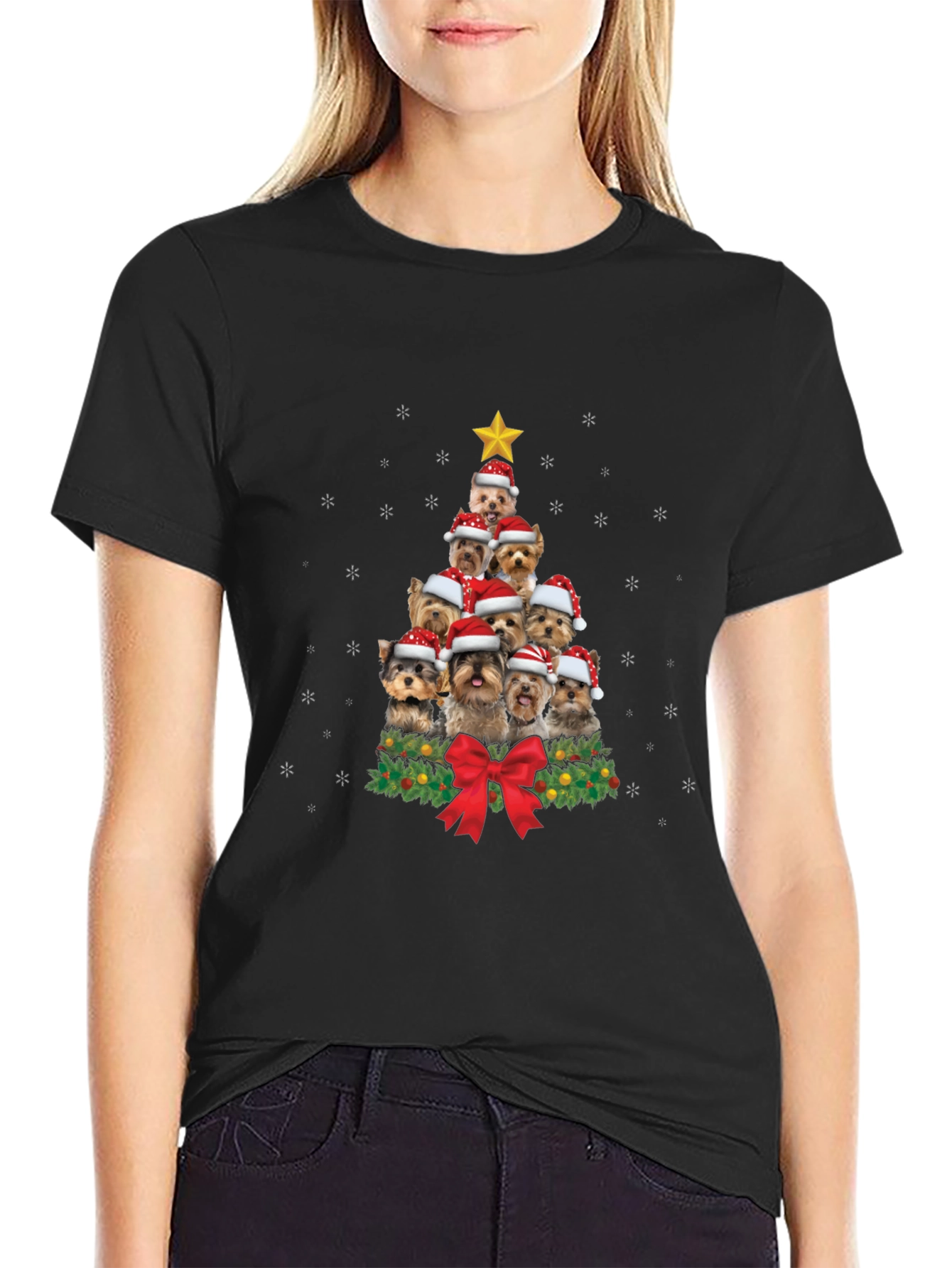 Yorkie Christmas Tree T-Shirt
