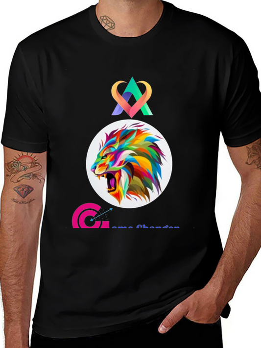 Game Changer Lion Graphic Tee - Stylish Mens Black T-Shirt