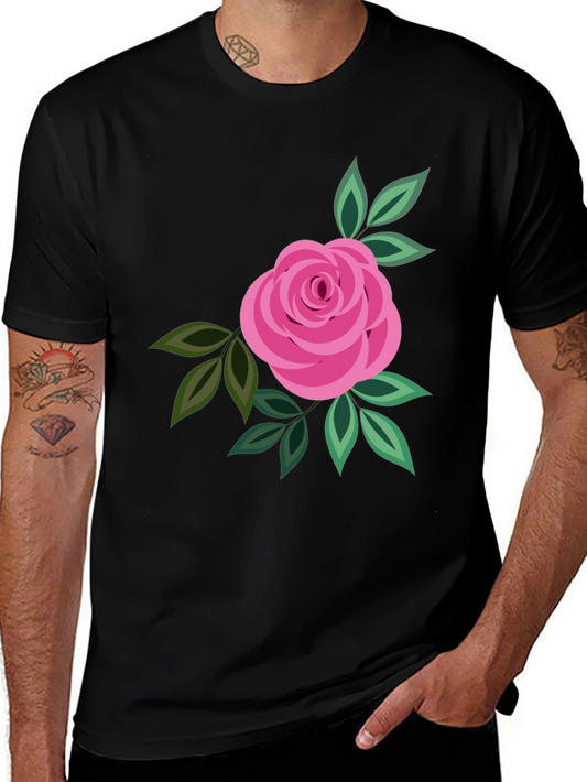 Floral Rose Graphic Print Mens T-Shirt