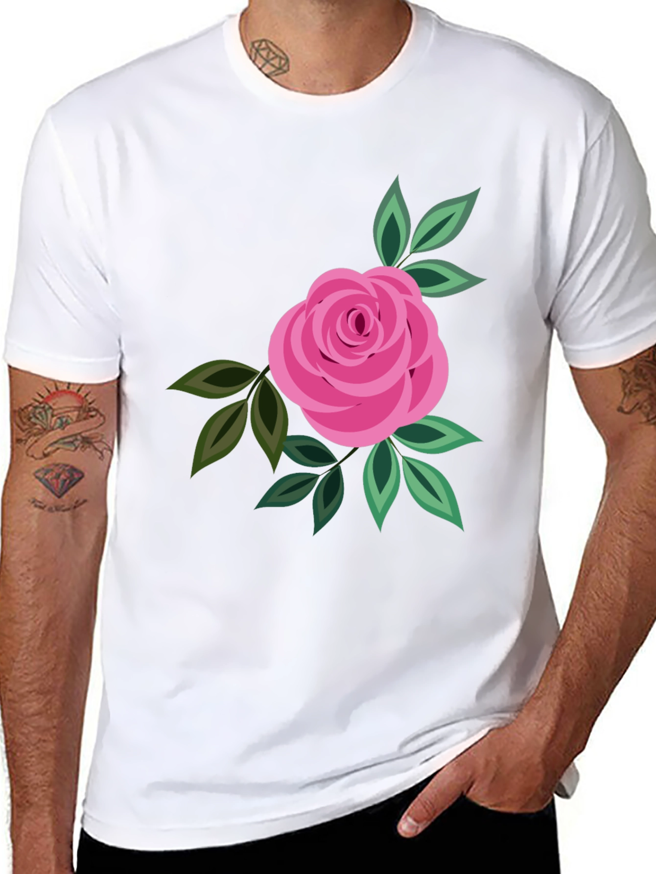 Floral Rose Graphic Print Mens T-Shirt