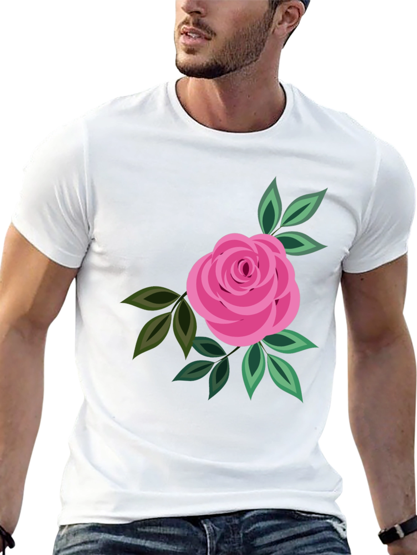 Floral Rose Graphic Print Mens T-Shirt