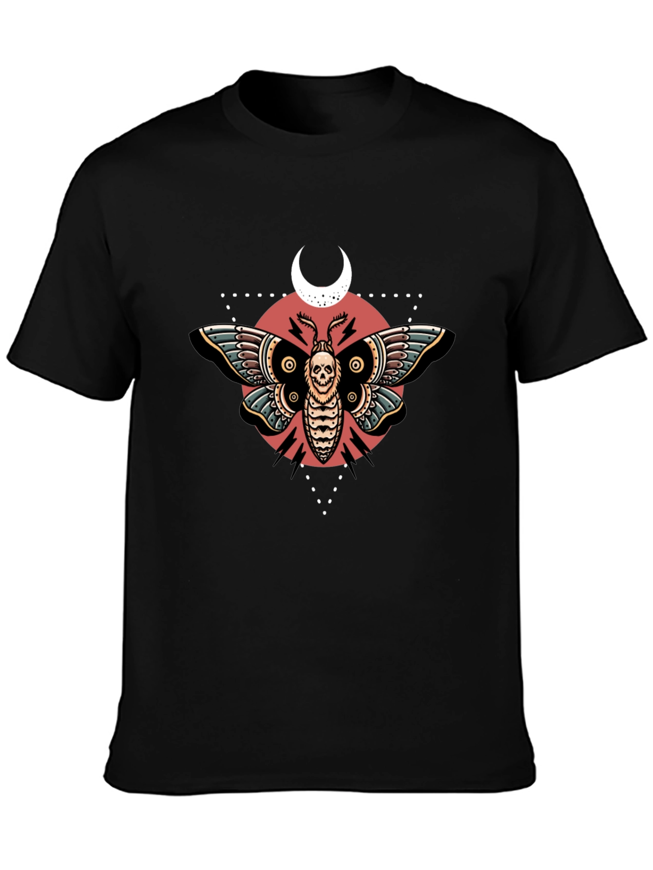 Skull Moth Graphic Tee - Black Cotton T-Shirt