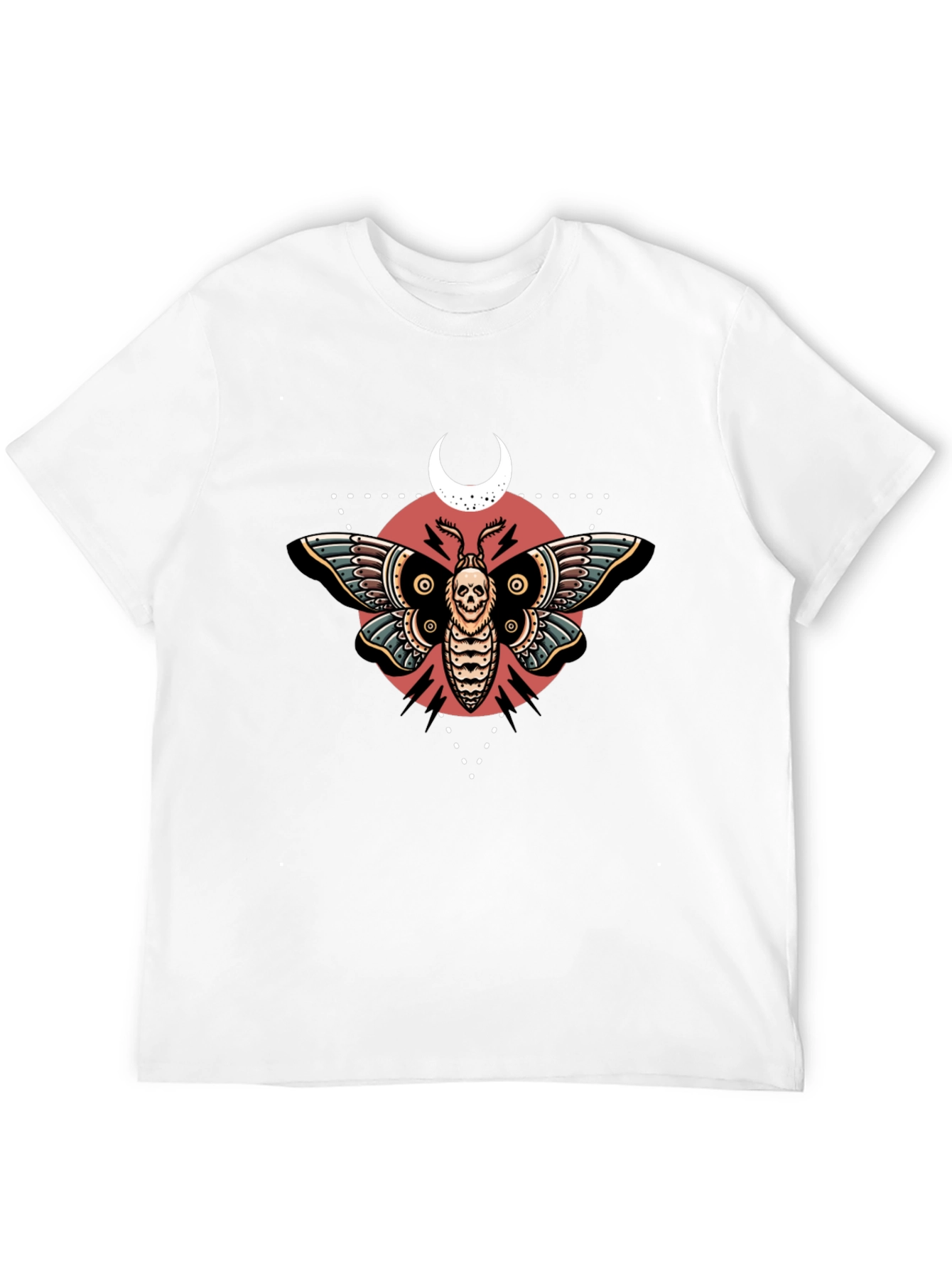 Skull Moth Graphic Tee - Black Cotton T-Shirt