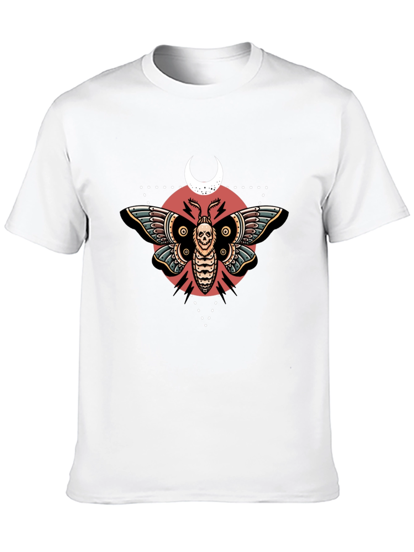 Skull Moth Graphic Tee - Black Cotton T-Shirt