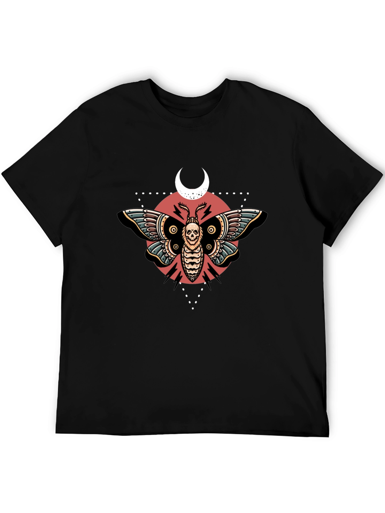 Skull Moth Graphic Tee - Black Cotton T-Shirt