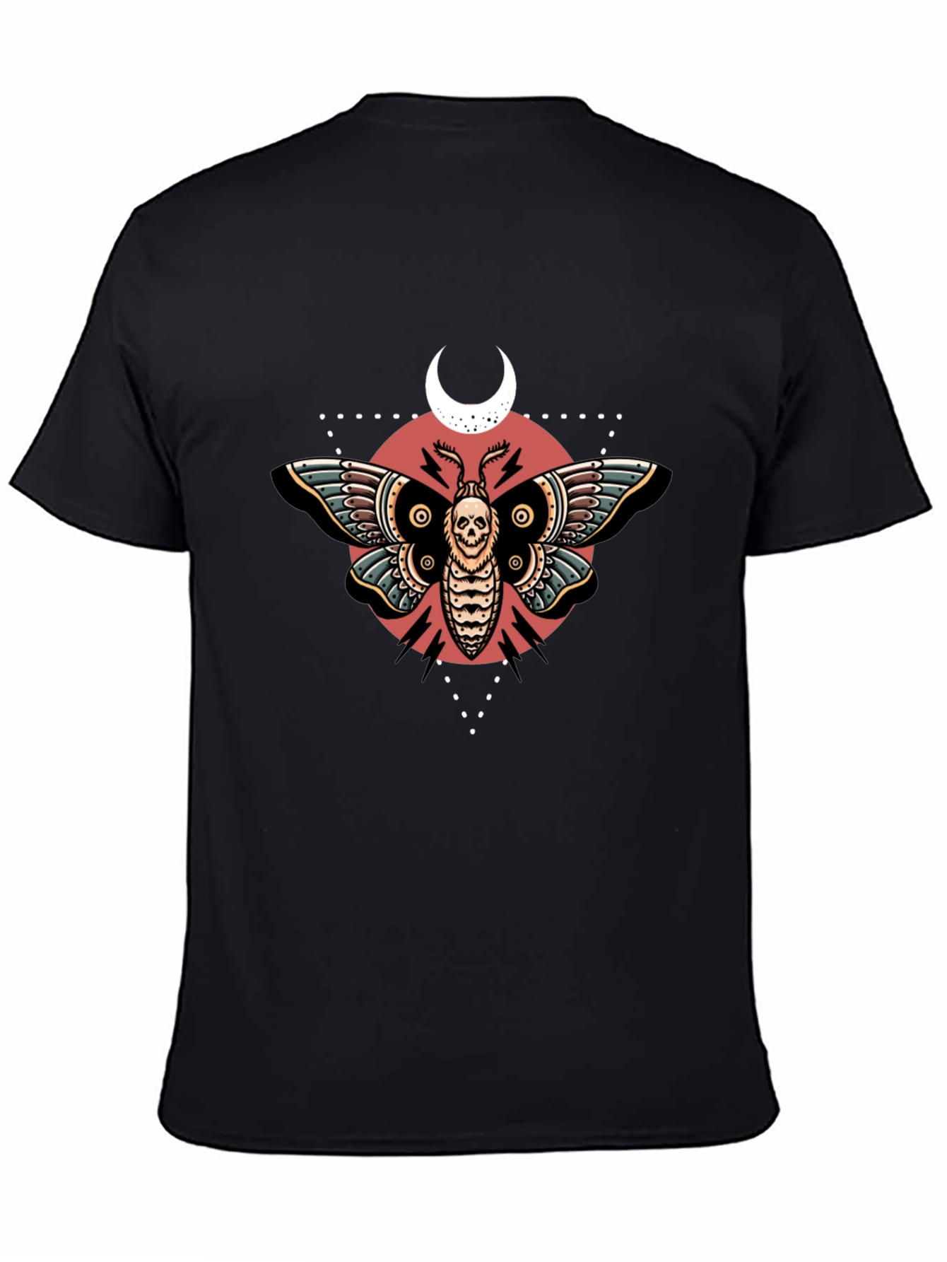 Skull Moth Graphic Tee - Black Cotton T-Shirt
