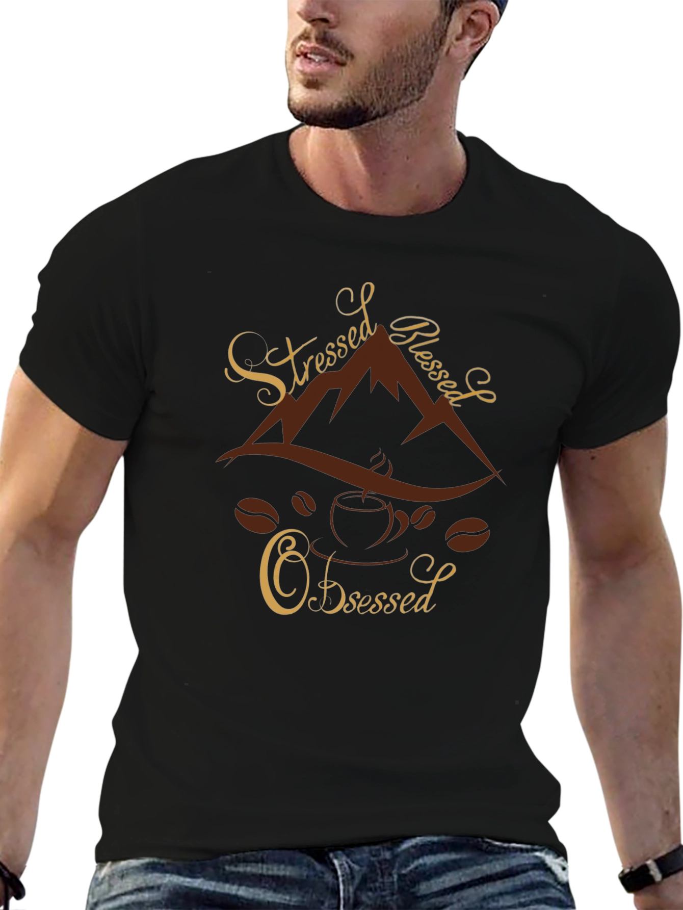 Stressed Blessed Coffee Obsessed Graphic Tee