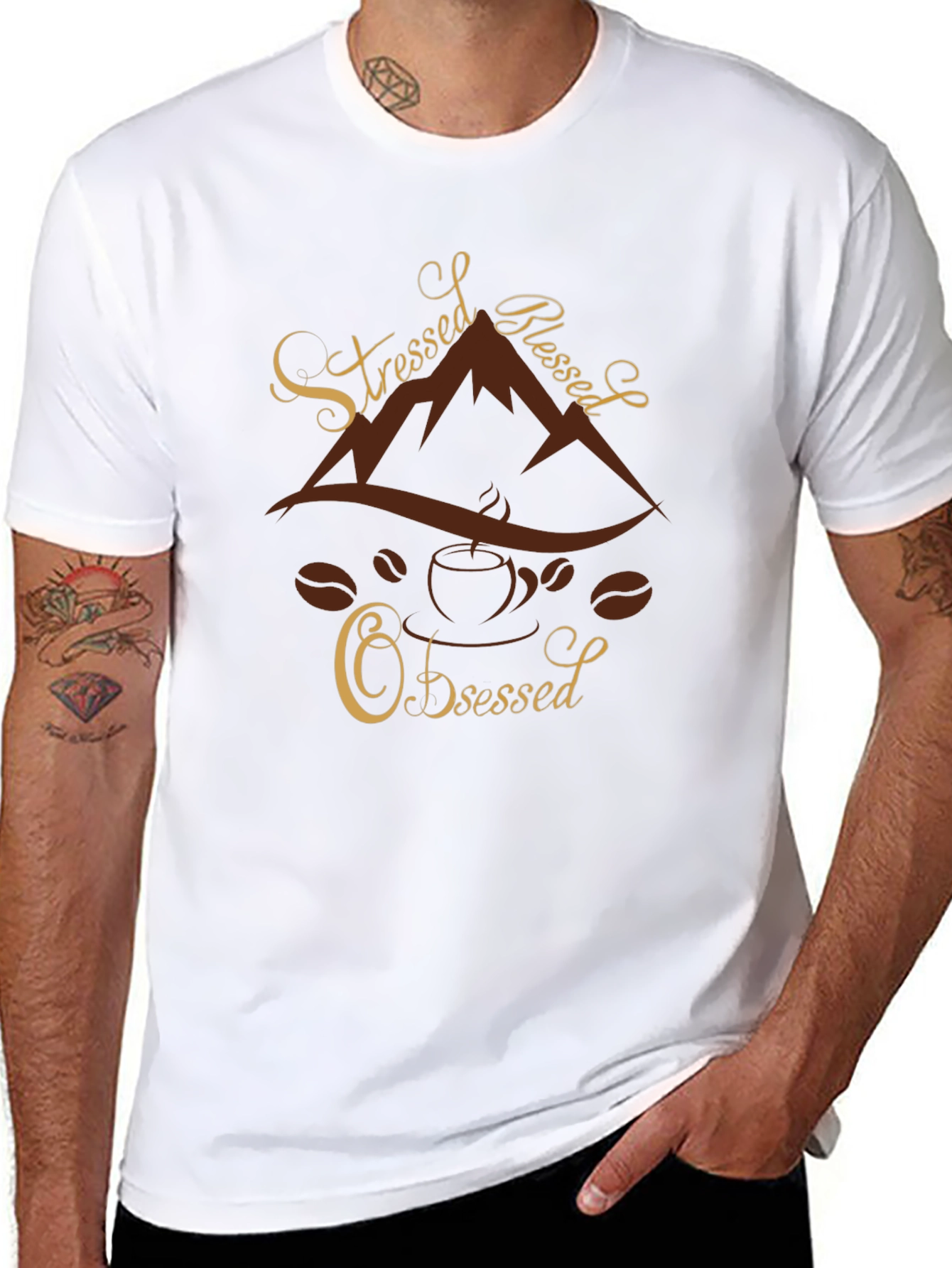 Stressed Blessed Coffee Obsessed Graphic Tee