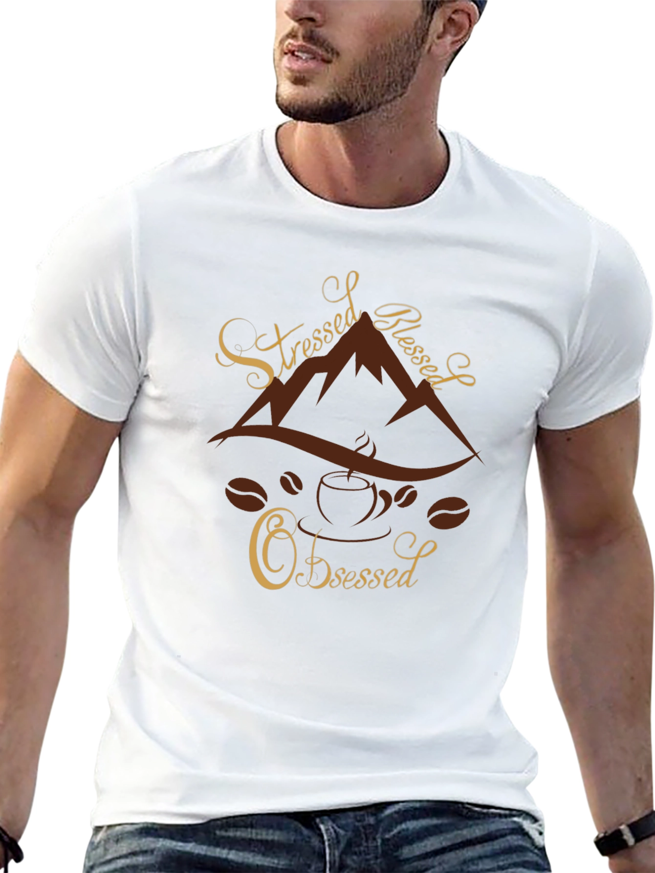 Stressed Blessed Coffee Obsessed Graphic Tee
