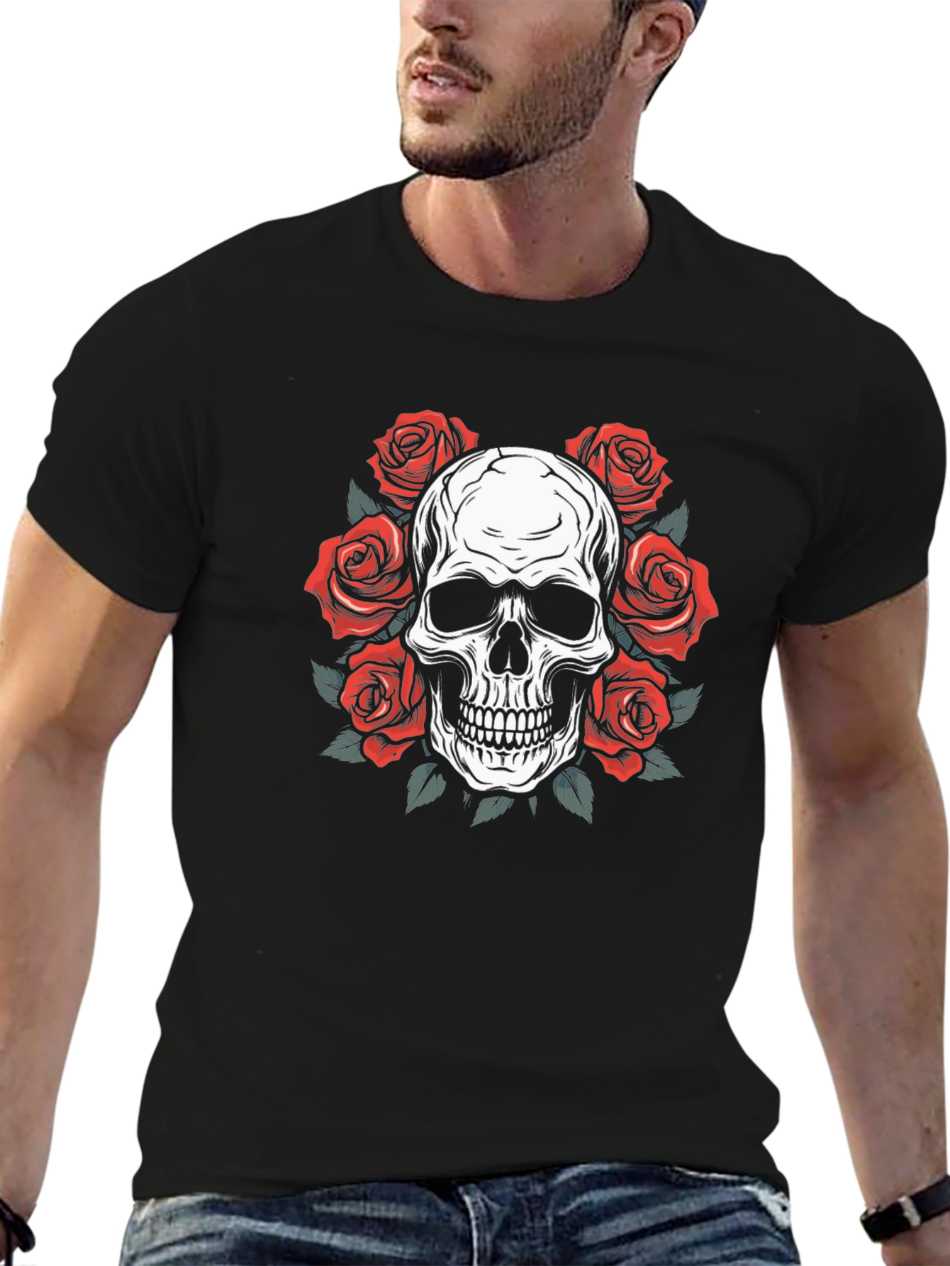 Skull & Roses Graphic Tee - Rocker Style
