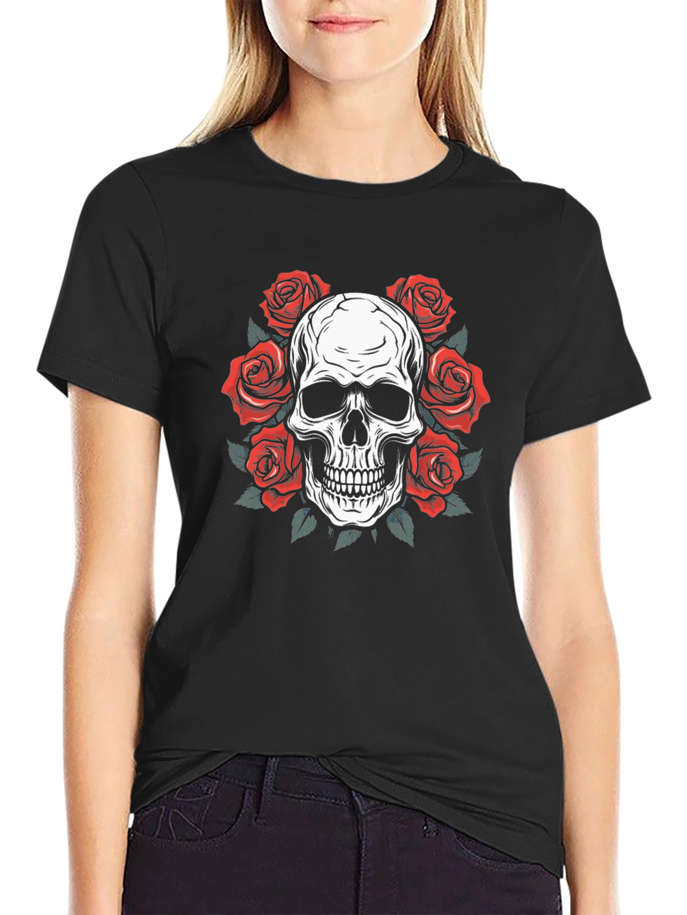 Skull & Roses Graphic Tee - Rocker Style