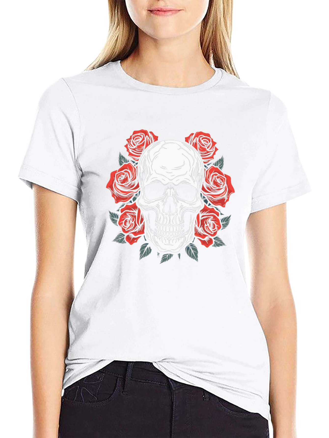 Skull & Roses Graphic Tee - Rocker Style