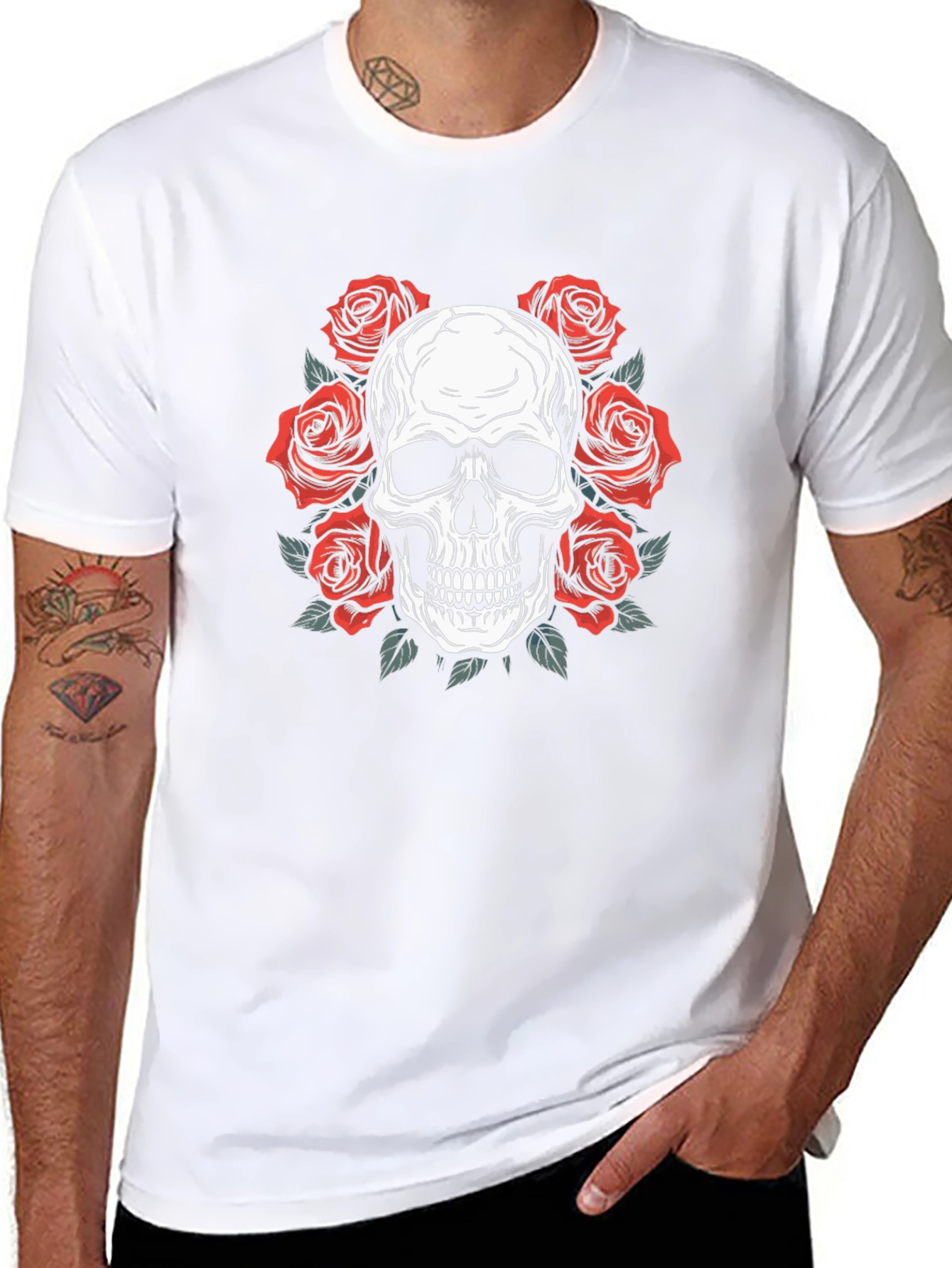 Skull & Roses Graphic Tee - Rocker Style