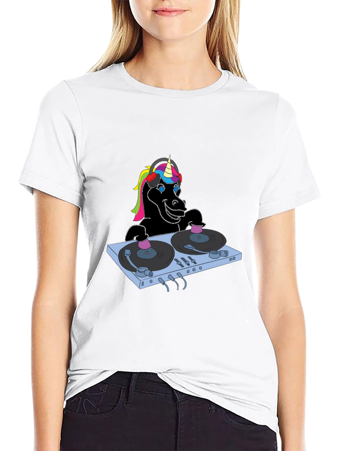 Unicorn DJ Black T-Shirt