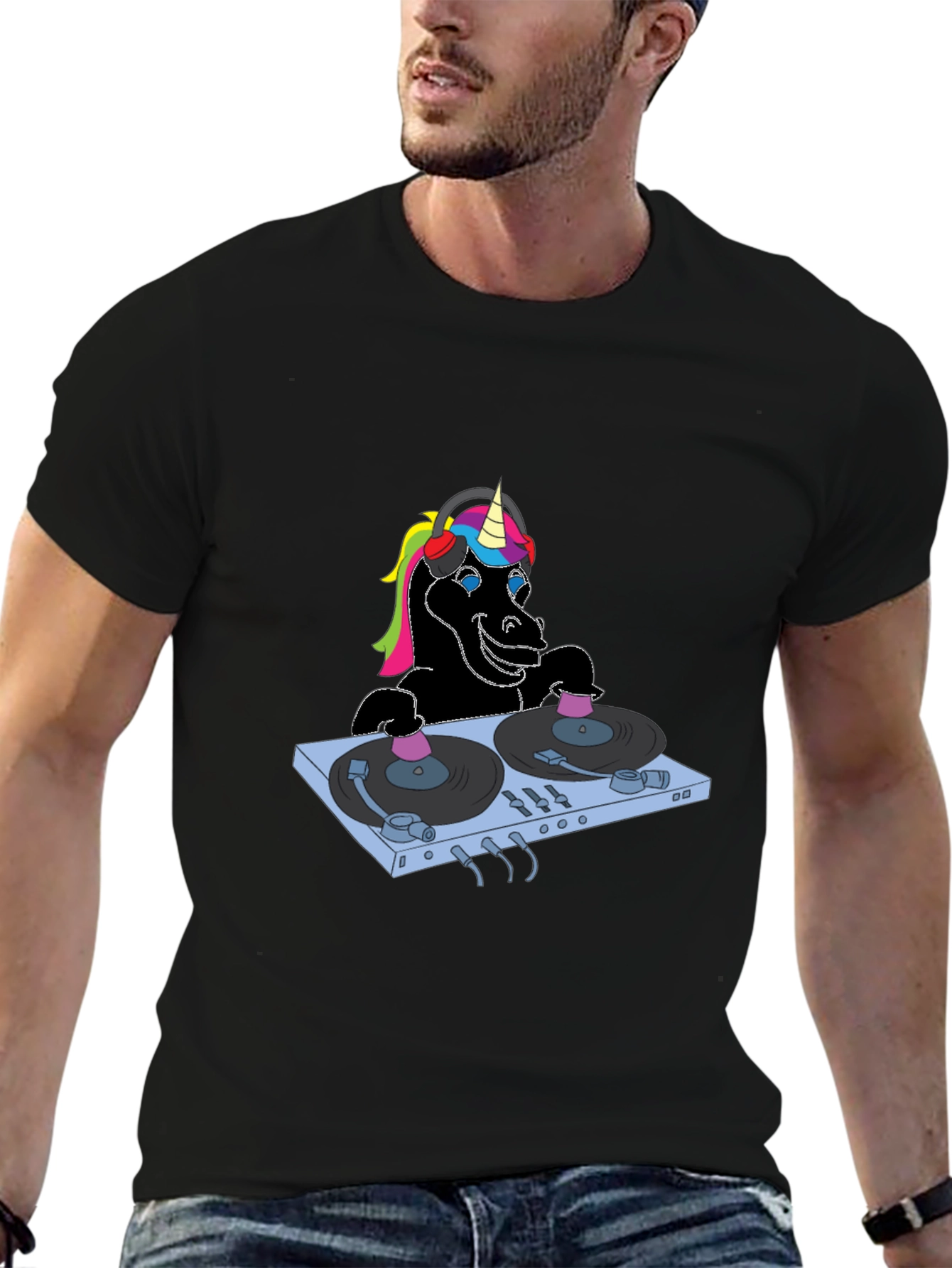 Unicorn DJ Black T-Shirt