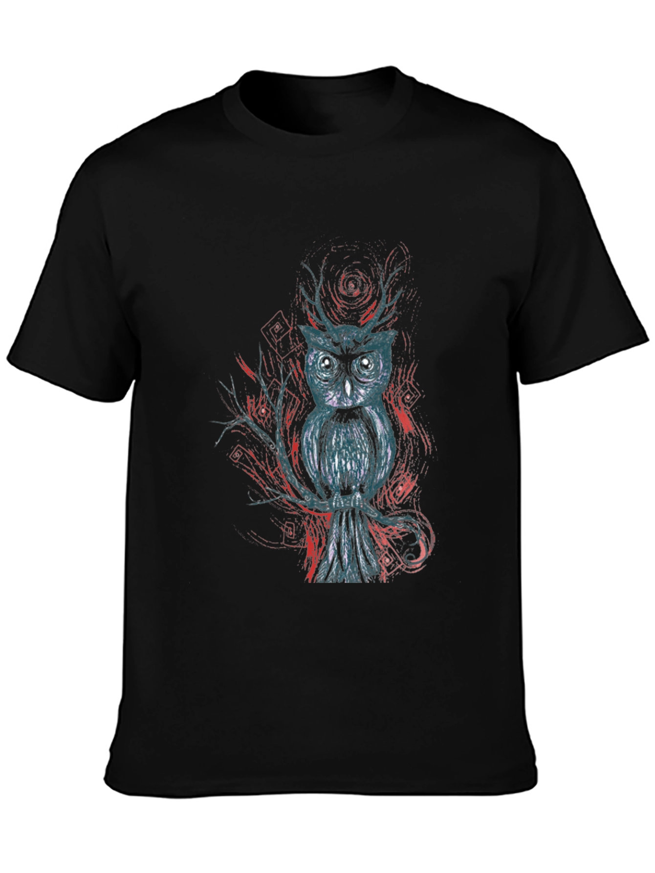 Owl Graphic Print Black T-Shirt