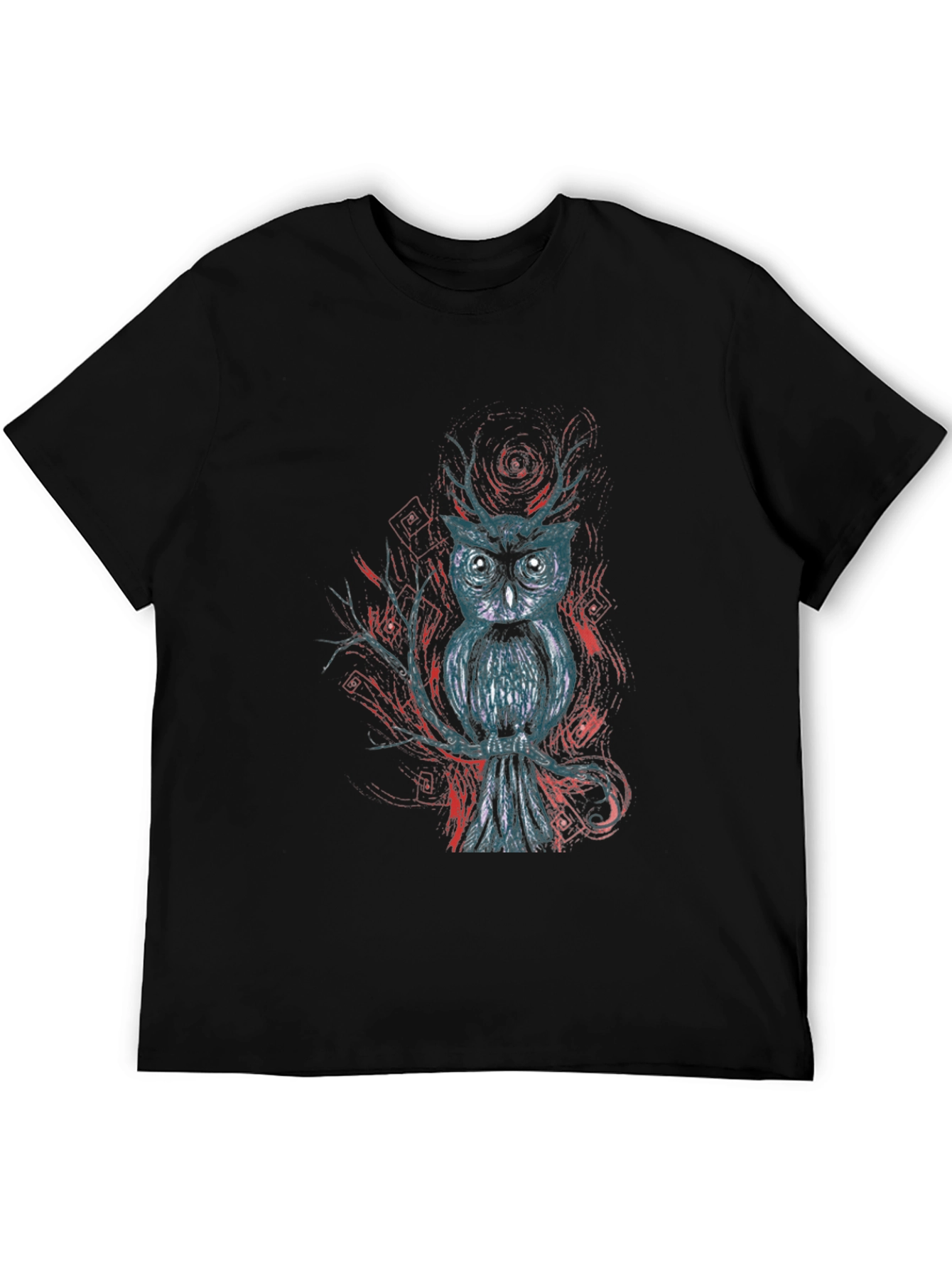 Owl Graphic Print Black T-Shirt