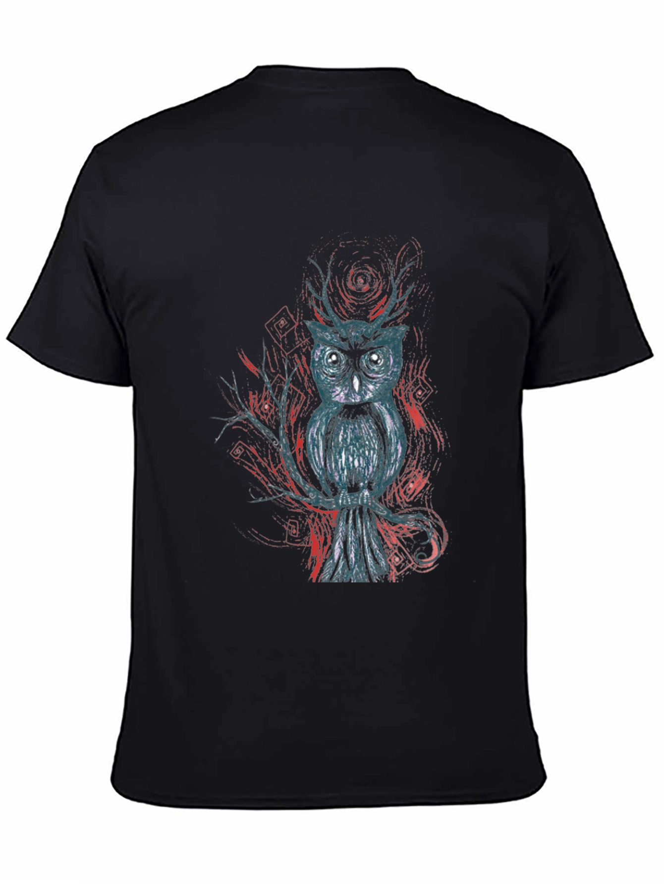 Owl Graphic Print Black T-Shirt