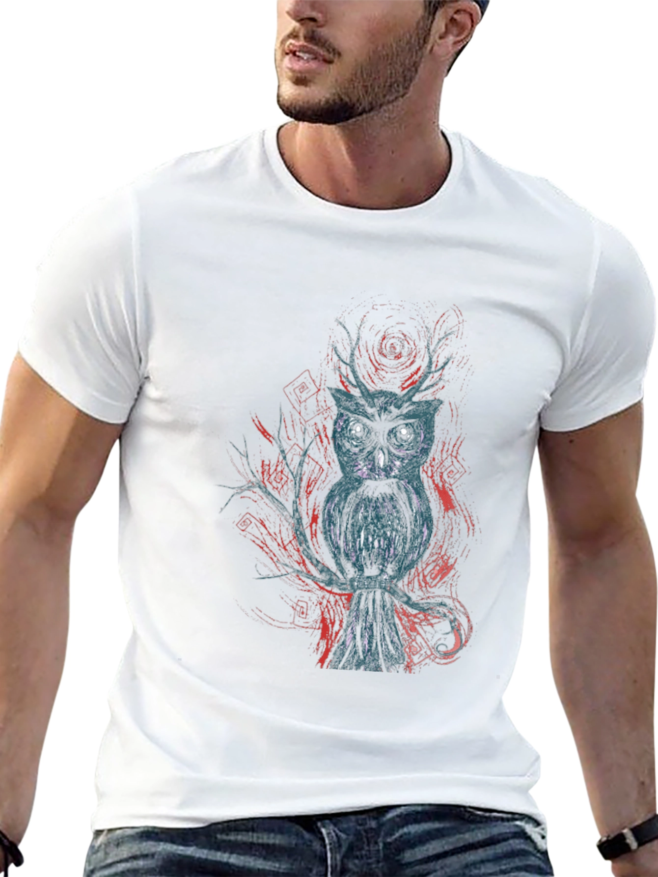 Owl Graphic Print Black T-Shirt