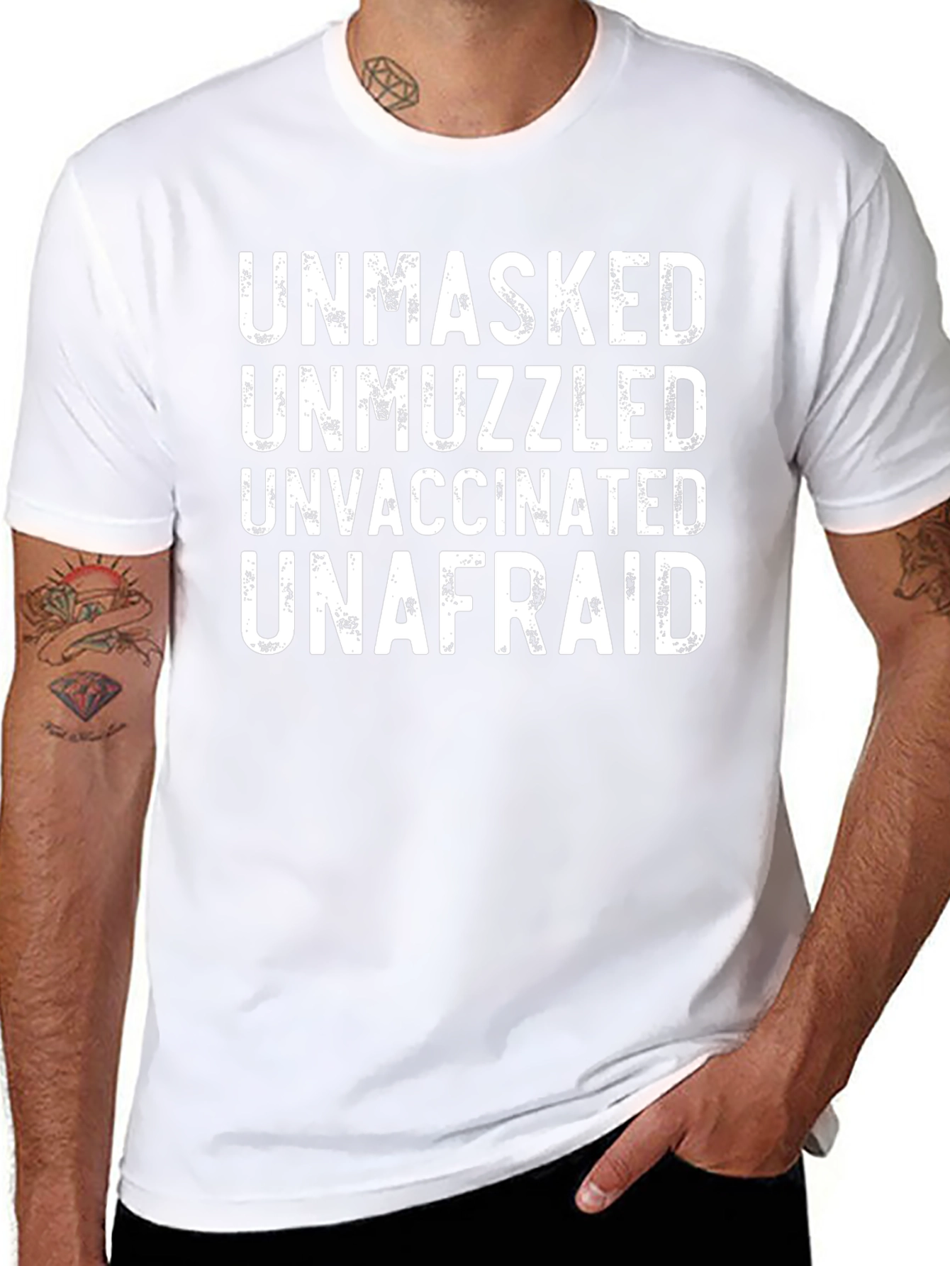 Unmasked Unmuzzled Unvaccinated Unafraid T-Shirt