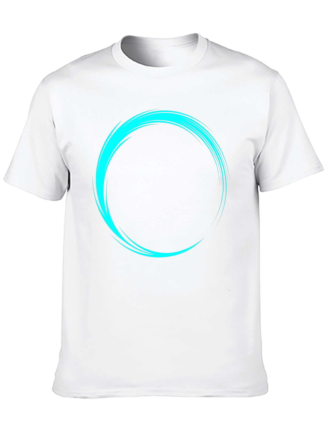 Mens Black T-Shirt with Cyan Circular Design