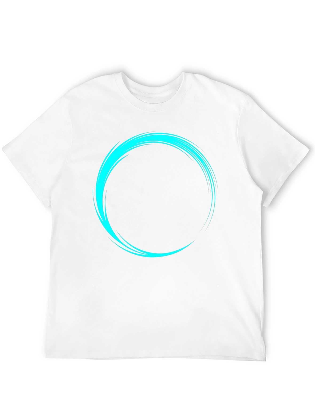 Mens Black T-Shirt with Cyan Circular Design