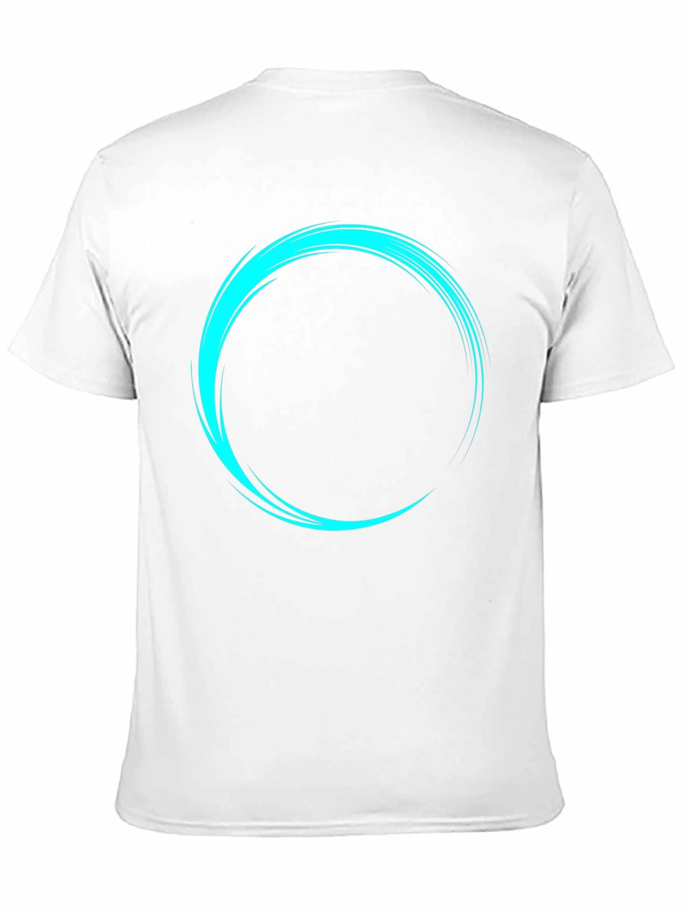 Mens Black T-Shirt with Cyan Circular Design