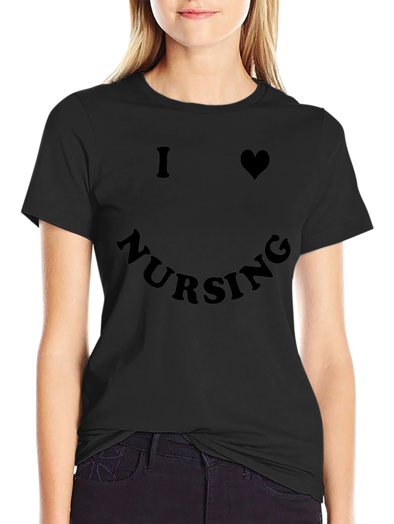 I Heart Nursing Tee - Black