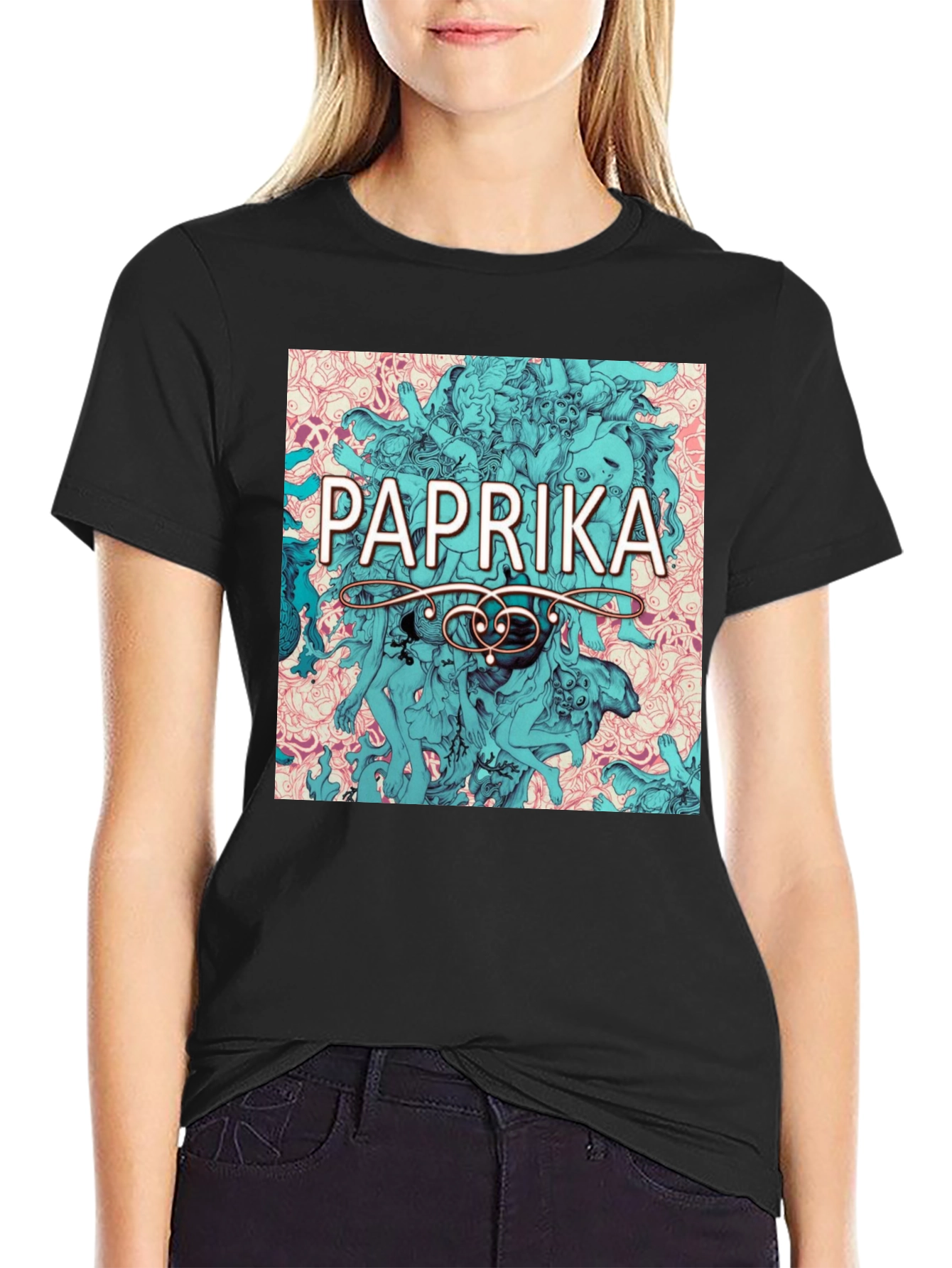 Paprika Anime Graphic Tee - Stylish Black T-Shirt