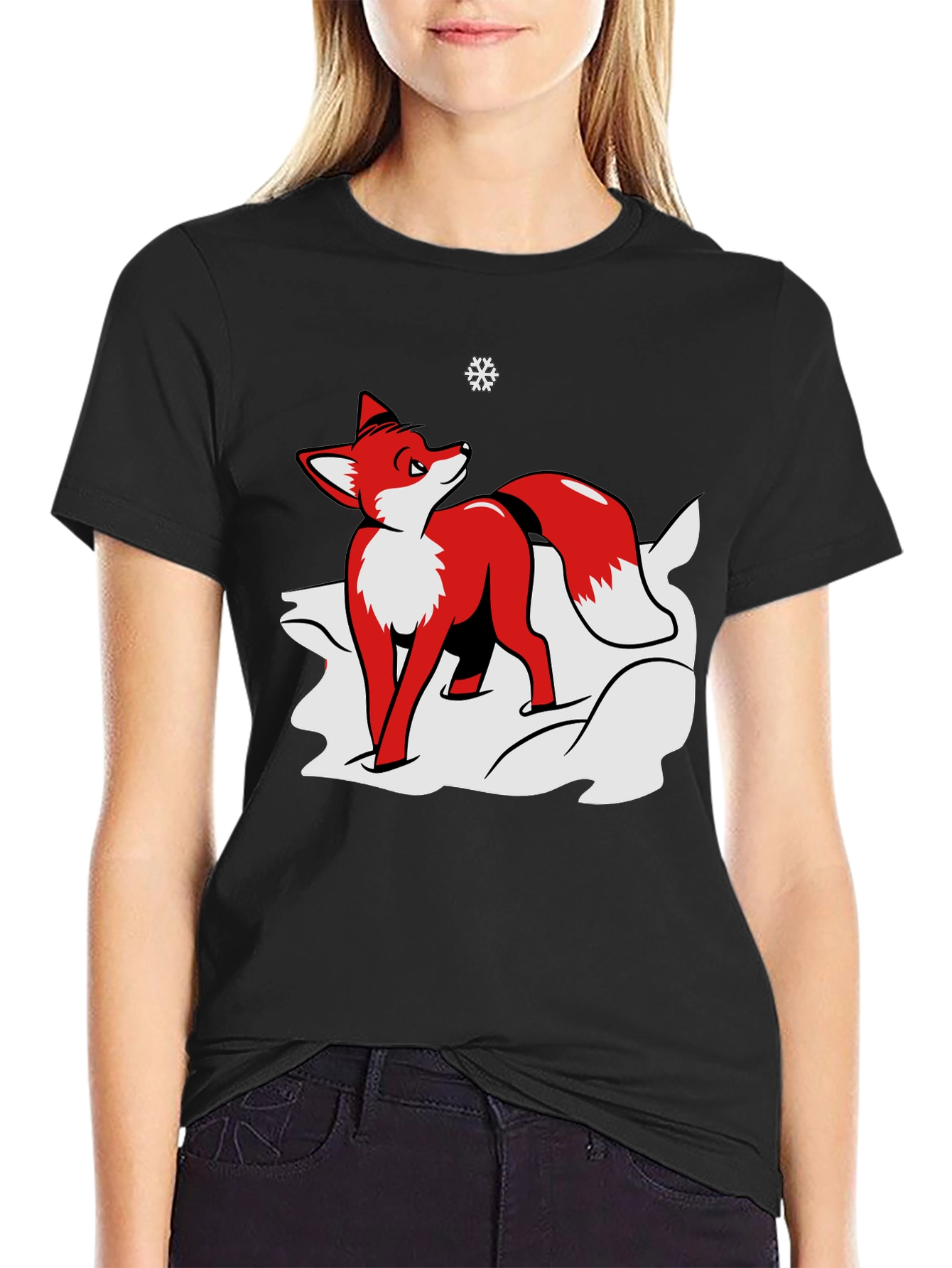 Fox in Snow Graphic Tee - Black