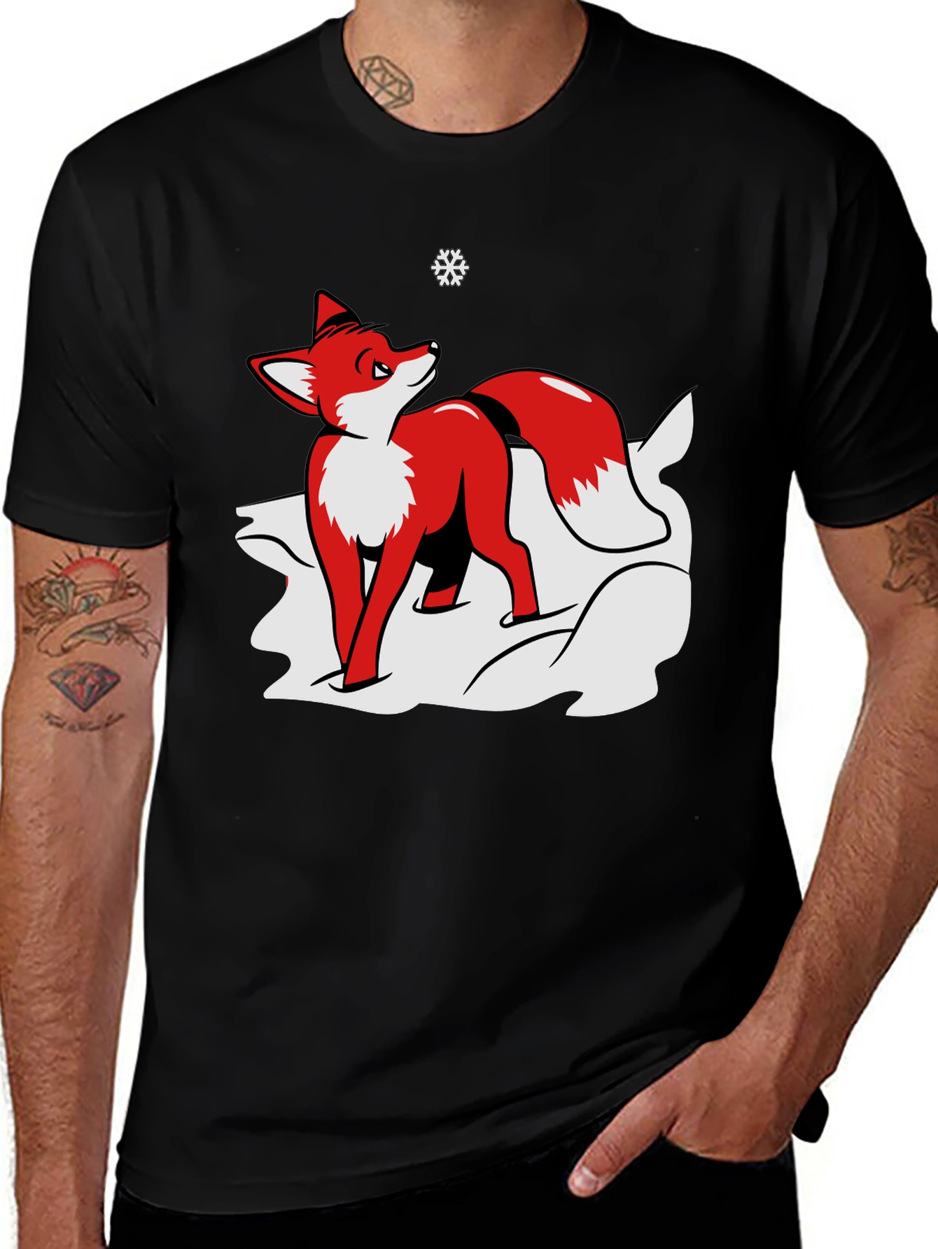 Fox in Snow Graphic Tee - Black