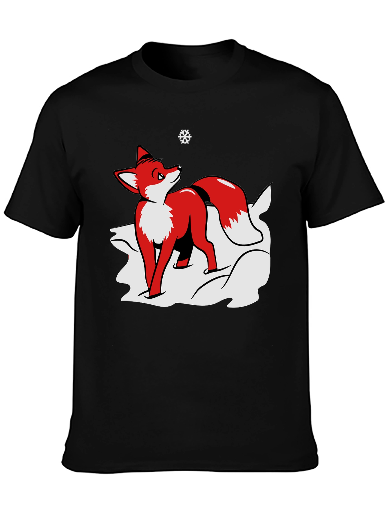 Fox in Snow Graphic Tee - Black