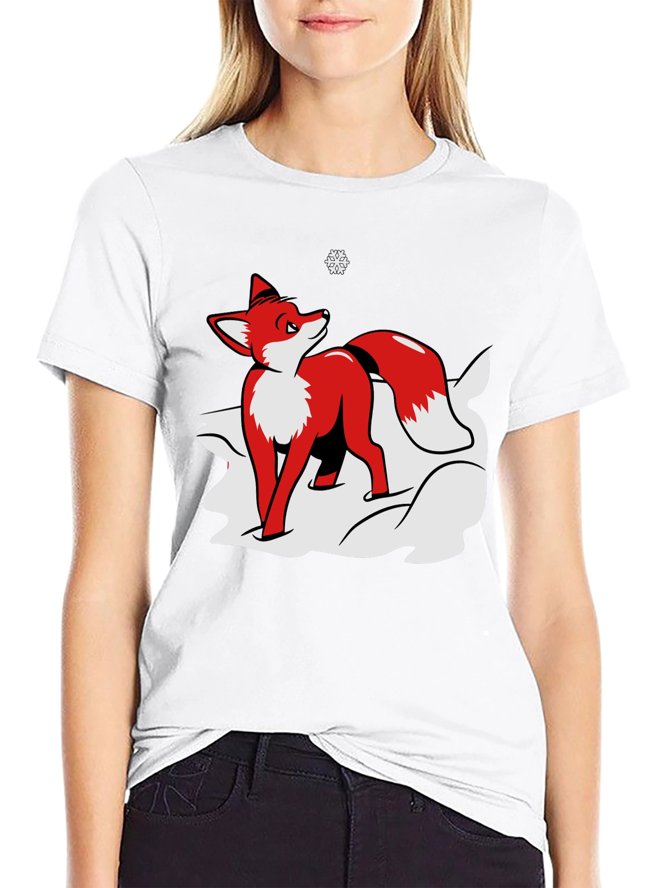 Fox in Snow Graphic Tee - Black
