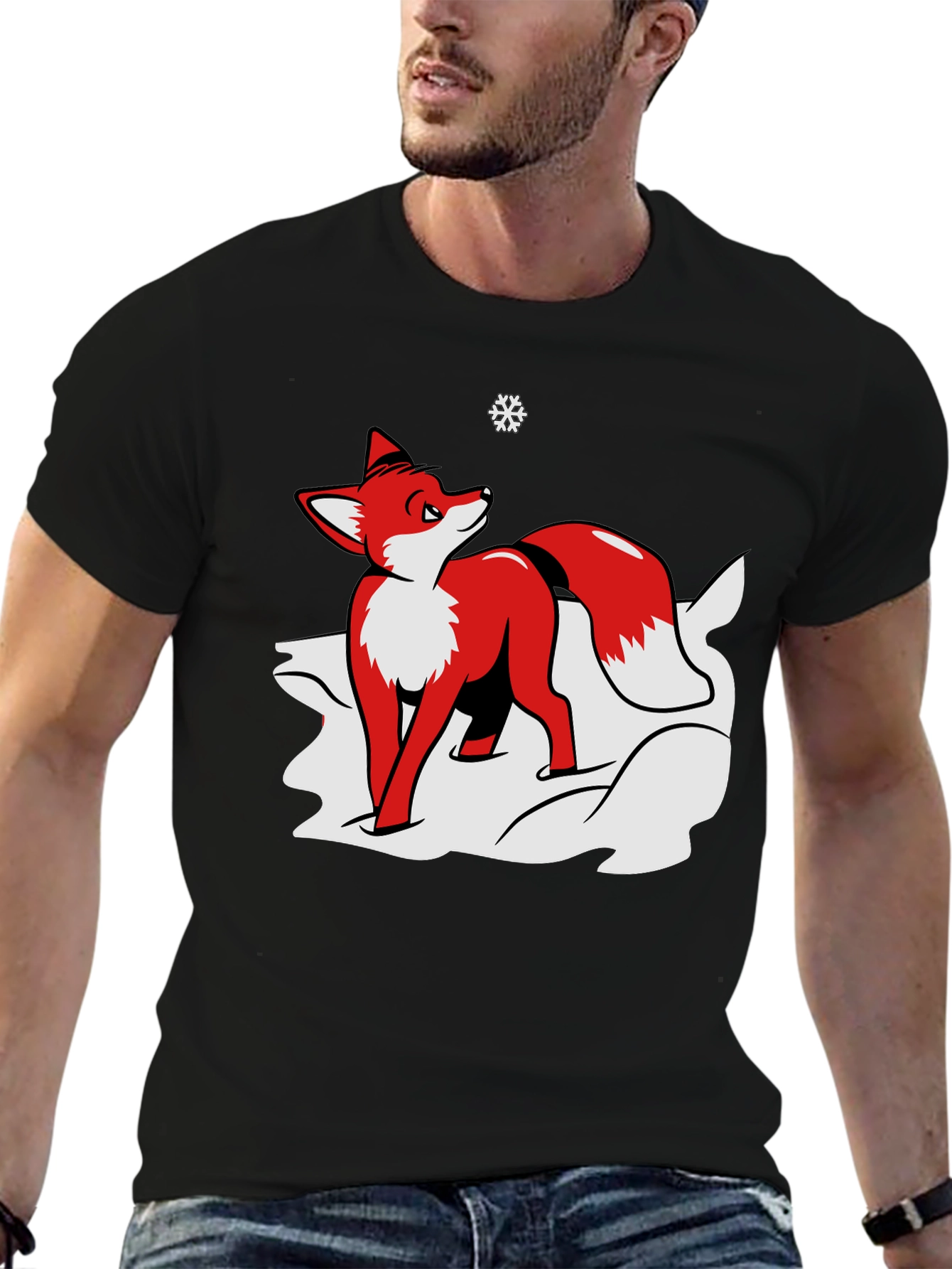 Fox in Snow Graphic Tee - Black