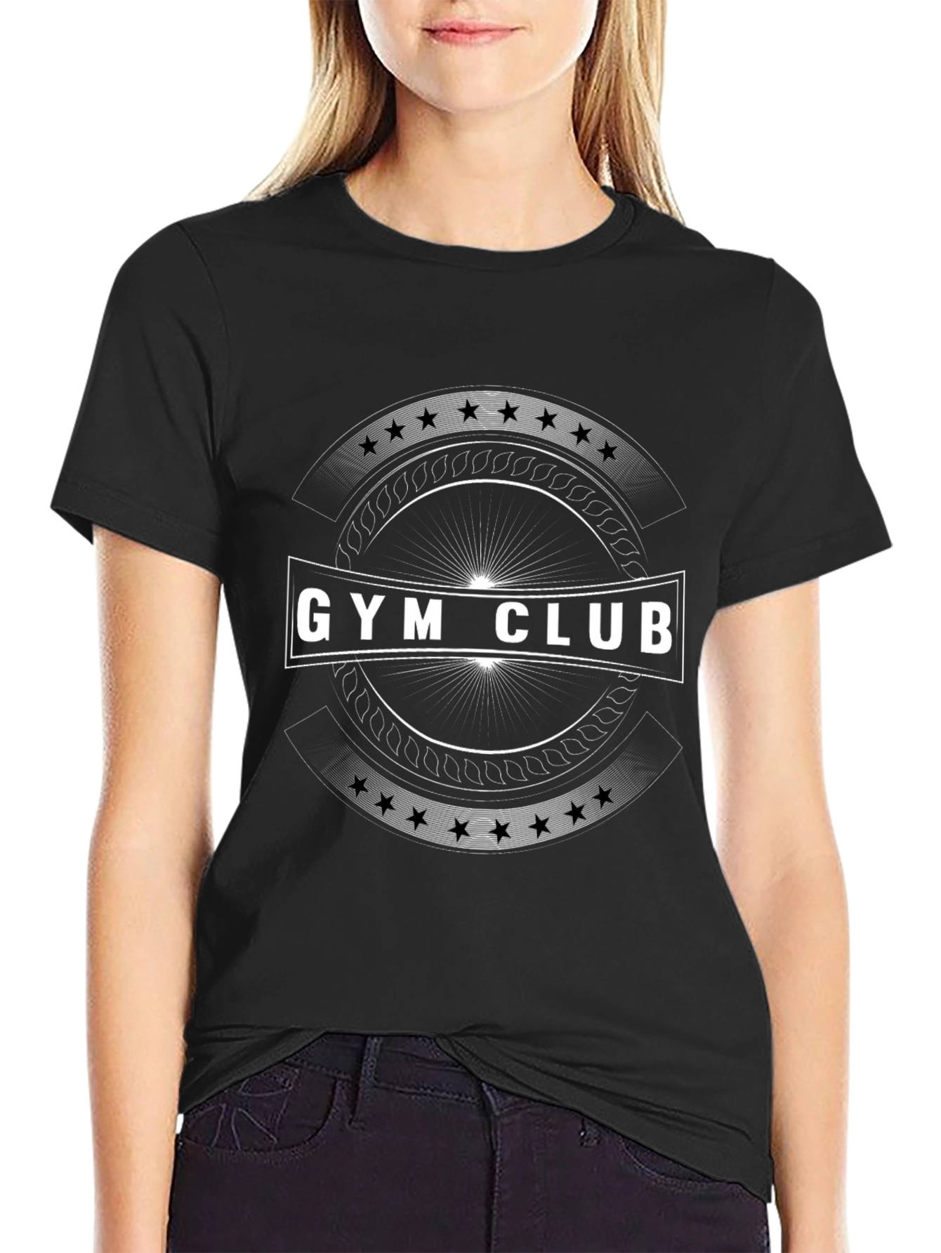 Gym Club Graphic Tee - Black Cotton Blend