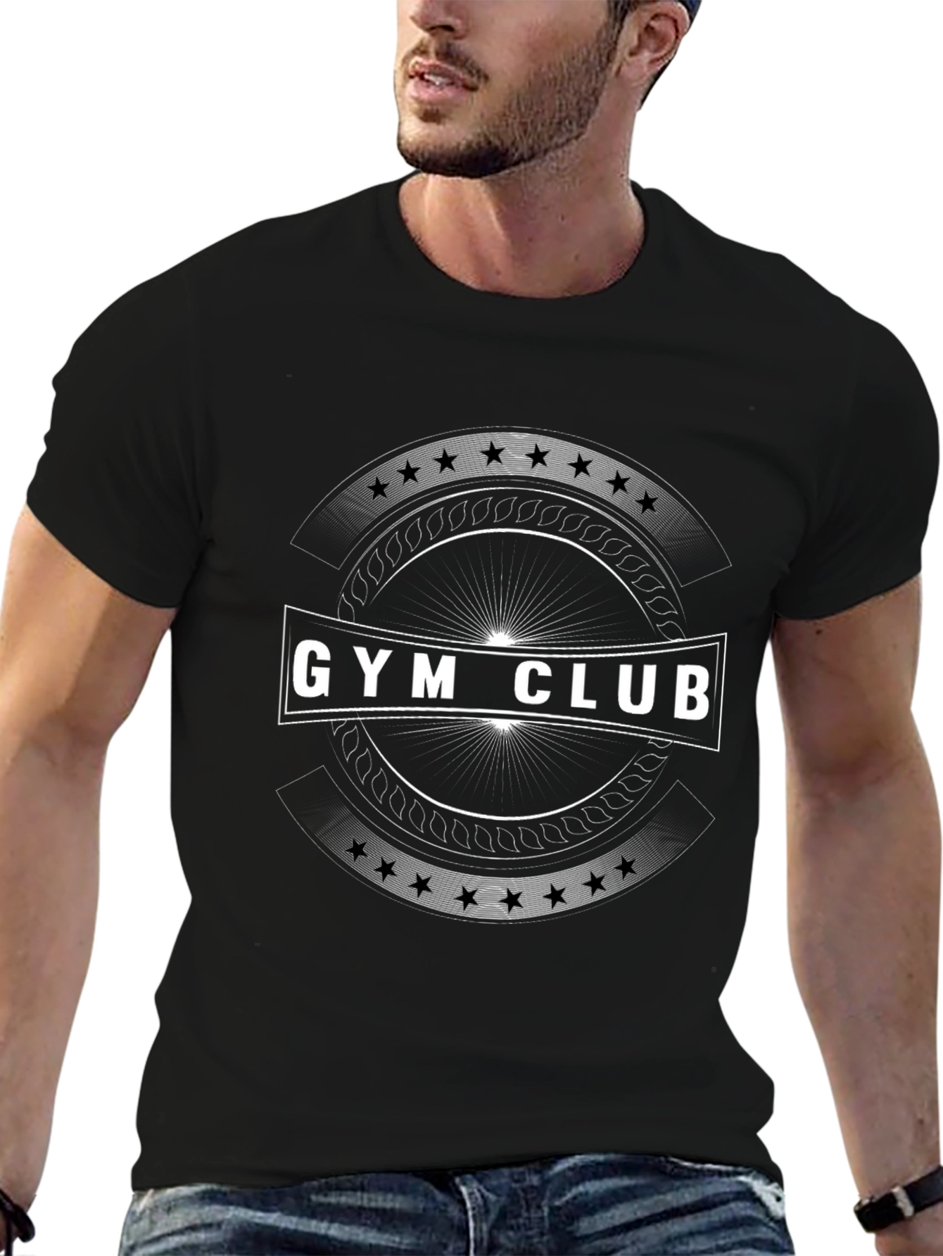Gym Club Graphic Tee - Black Cotton Blend