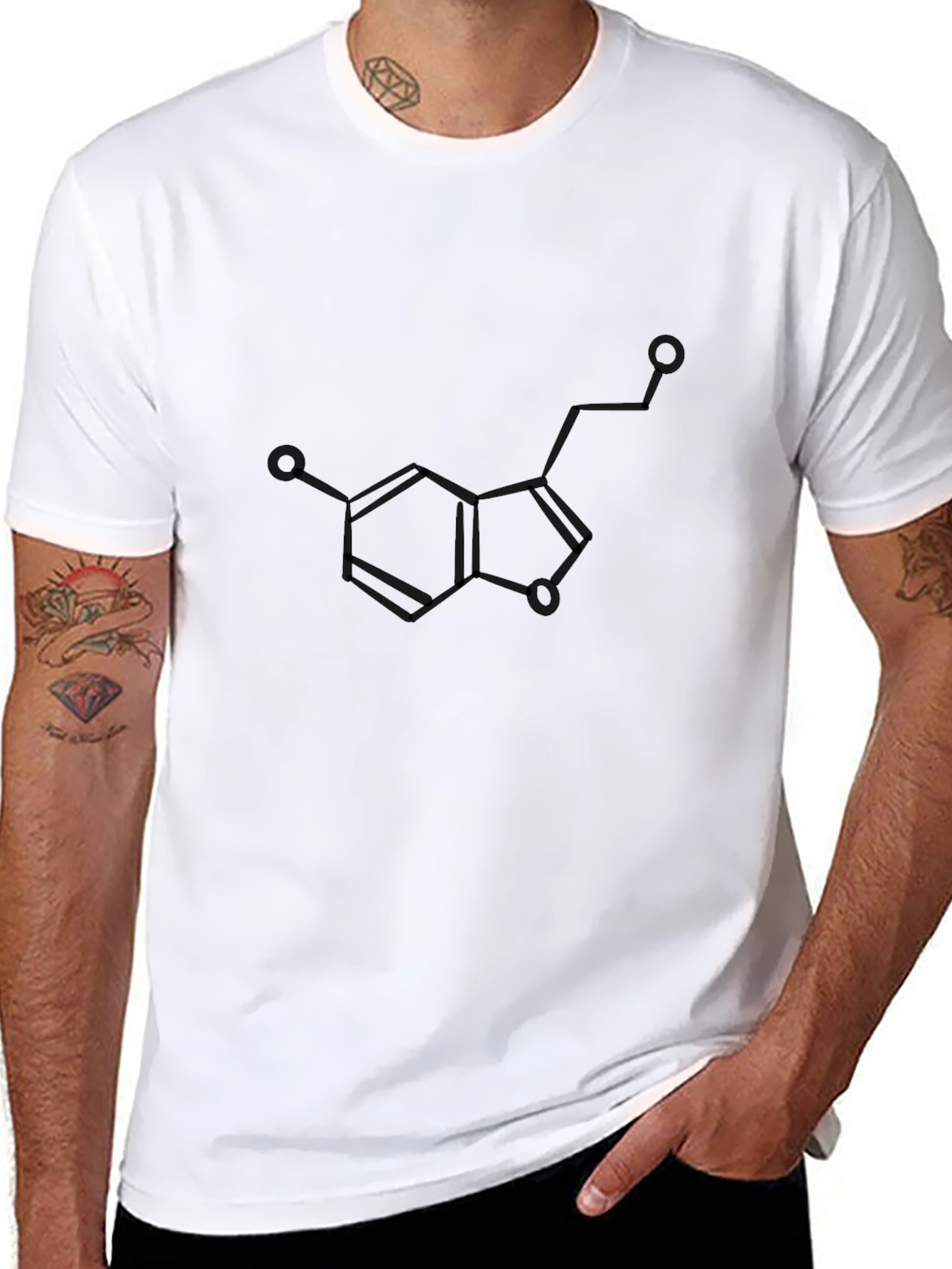 Serotonin Molecule T-Shirt - Black Graphic Tee