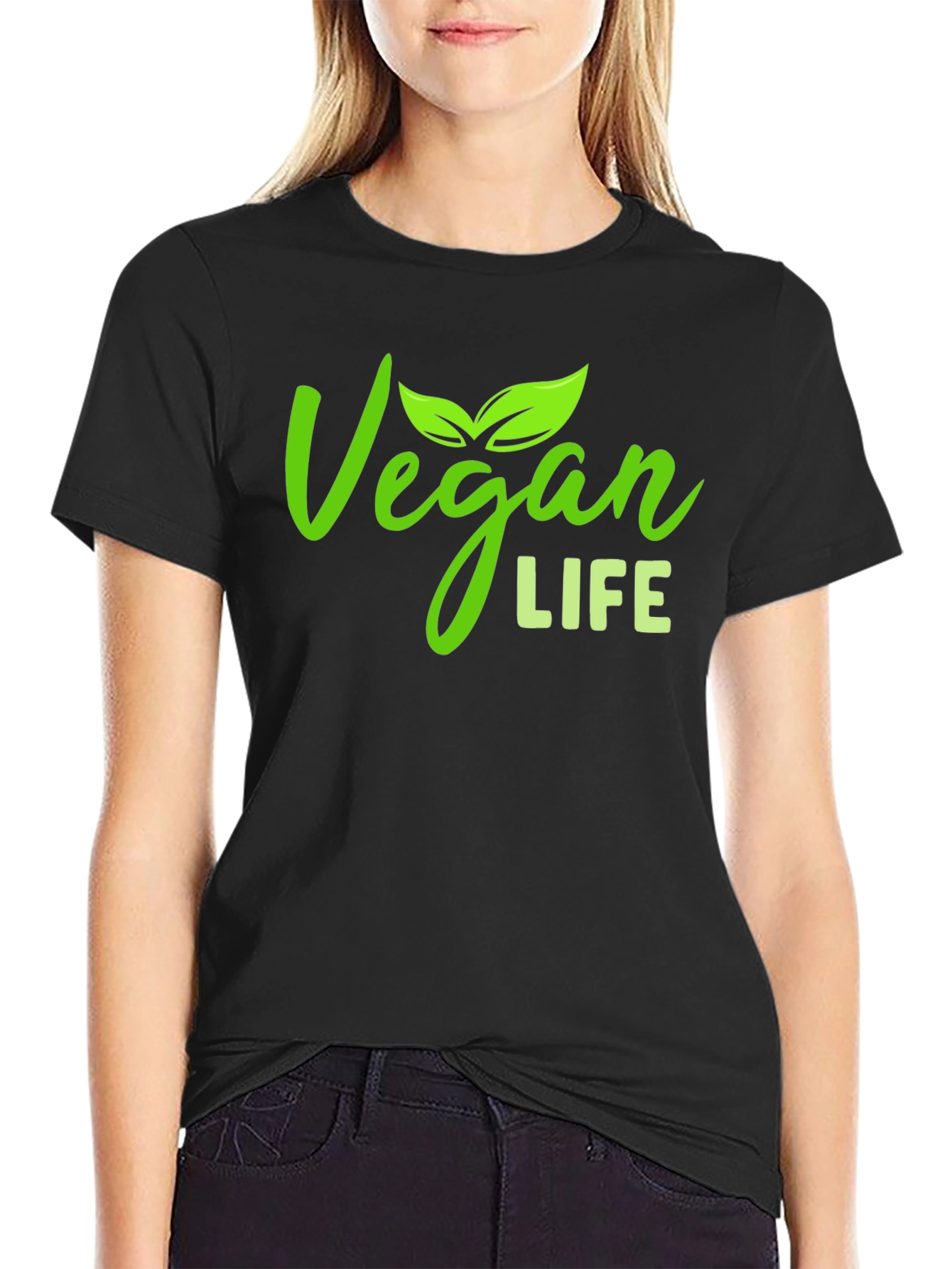 Vegan Life Graphic T-Shirt - Black