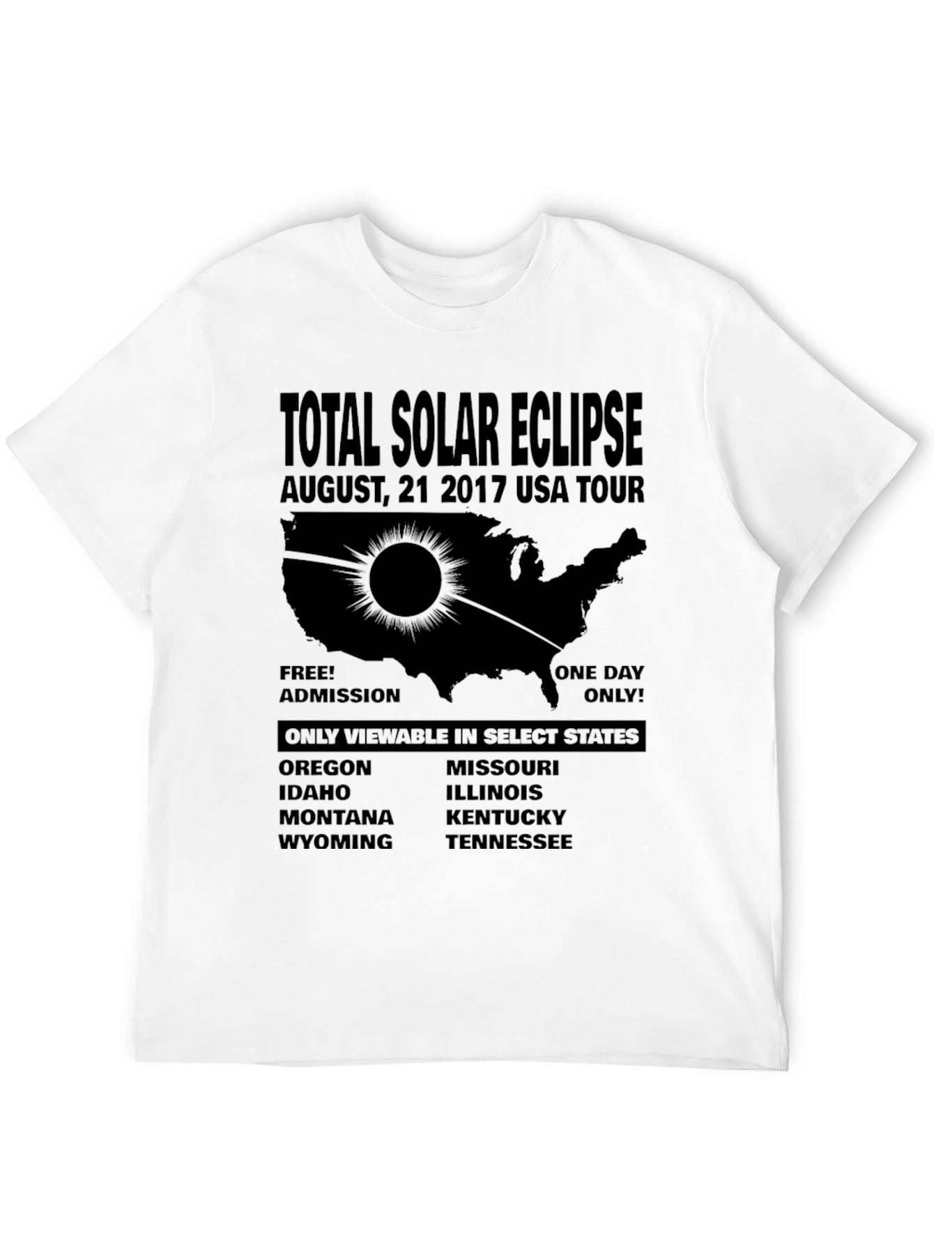 Total Solar Eclipse 2017 USA Tour T-Shirt
