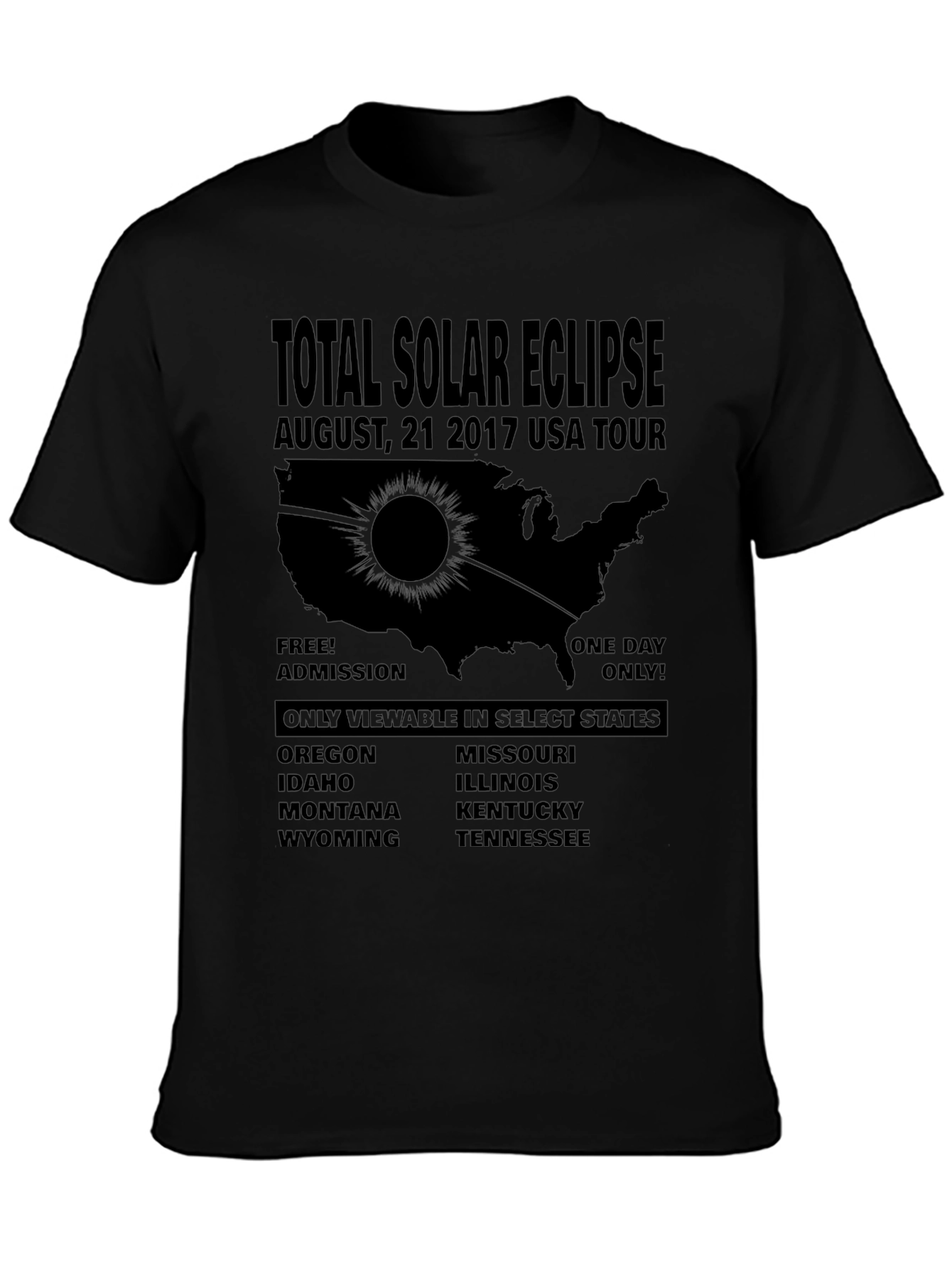 Total Solar Eclipse 2017 USA Tour T-Shirt