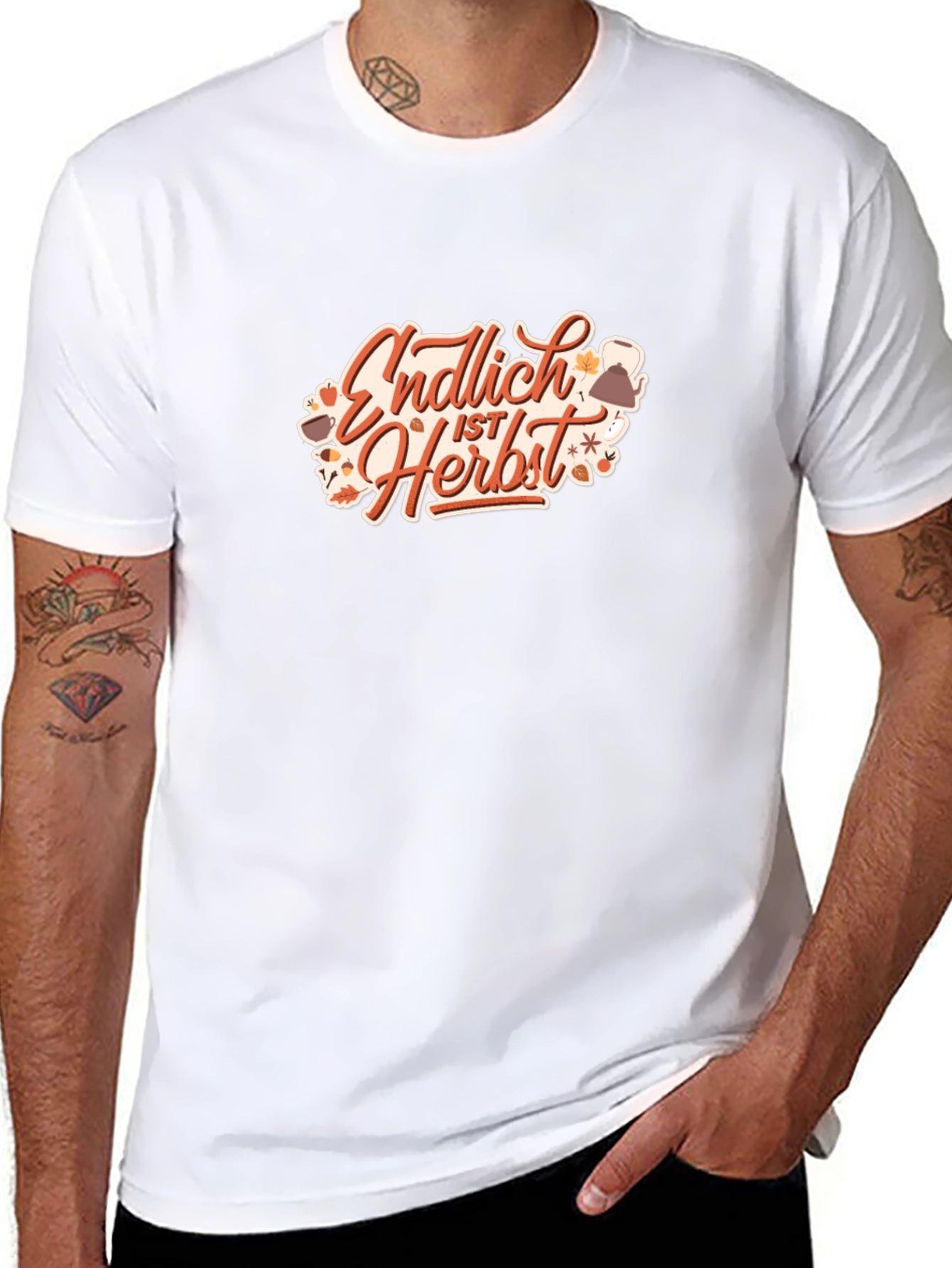 Autumn Is Here Graphic Tee - Black Cotton T-Shirt