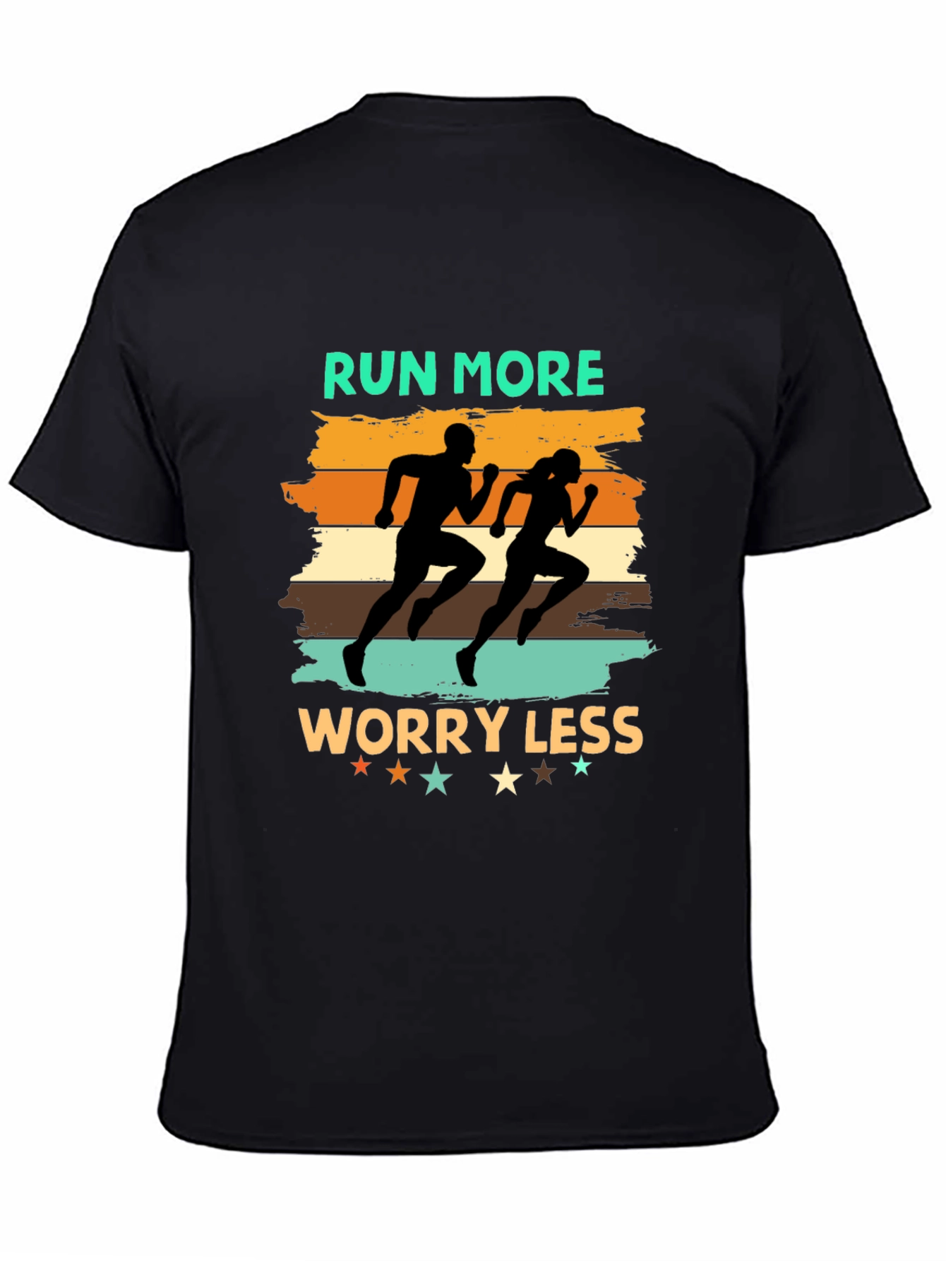 Run More Worry Less Black Graphic Tee