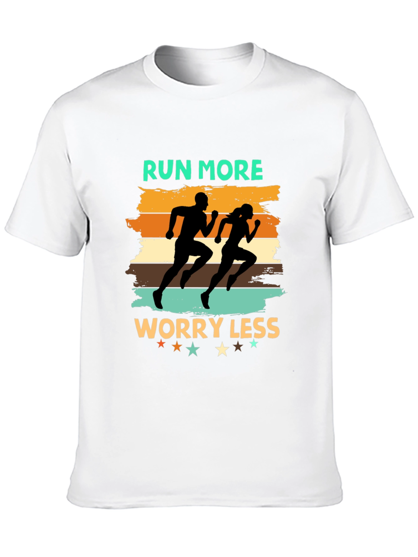 Run More Worry Less Black Graphic Tee